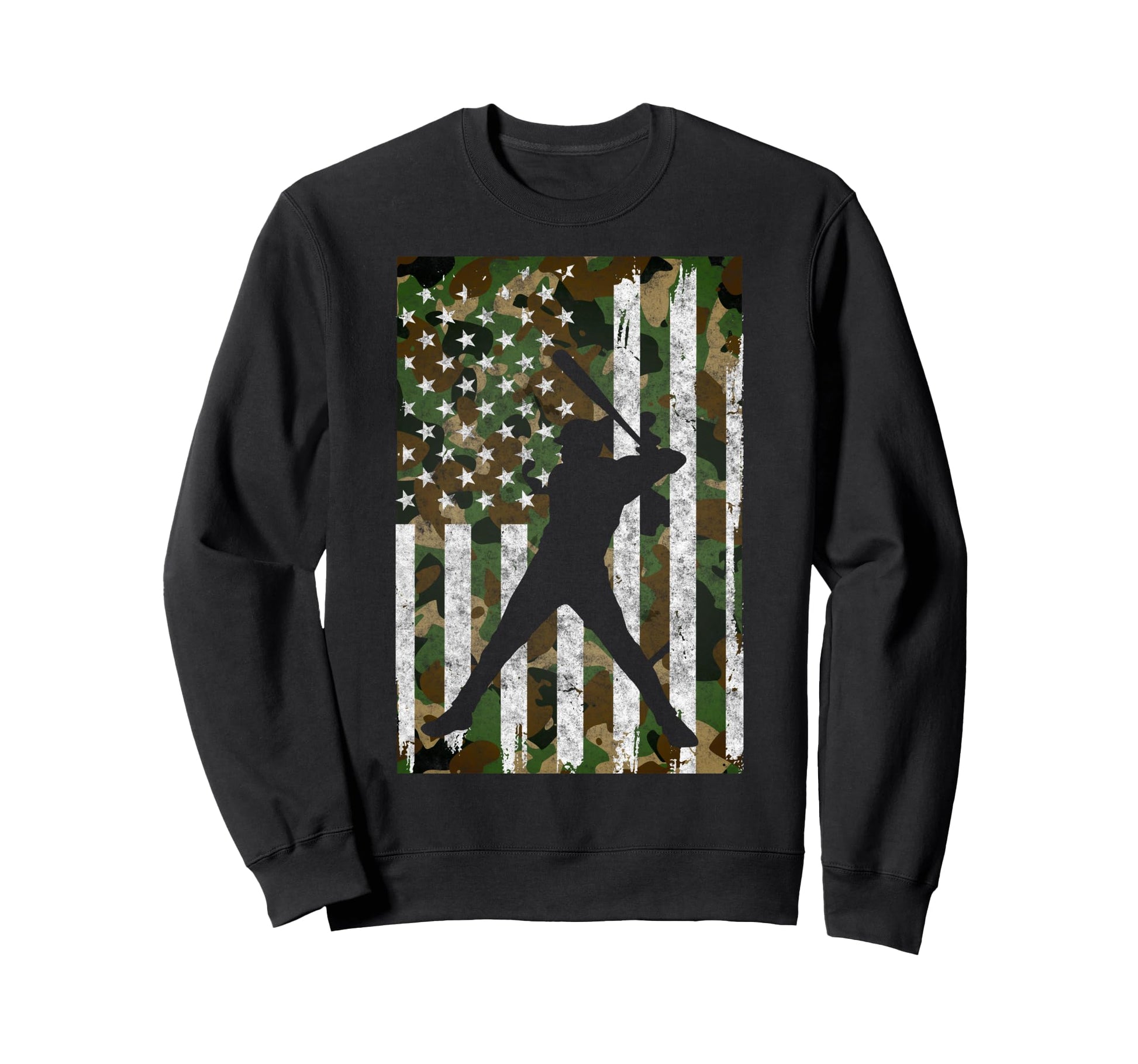 Baseball Us Camouflage Flag Sweatshirt - Trendy Graphic for Adults - T-Shirt, Sweatshirt, Hoodie