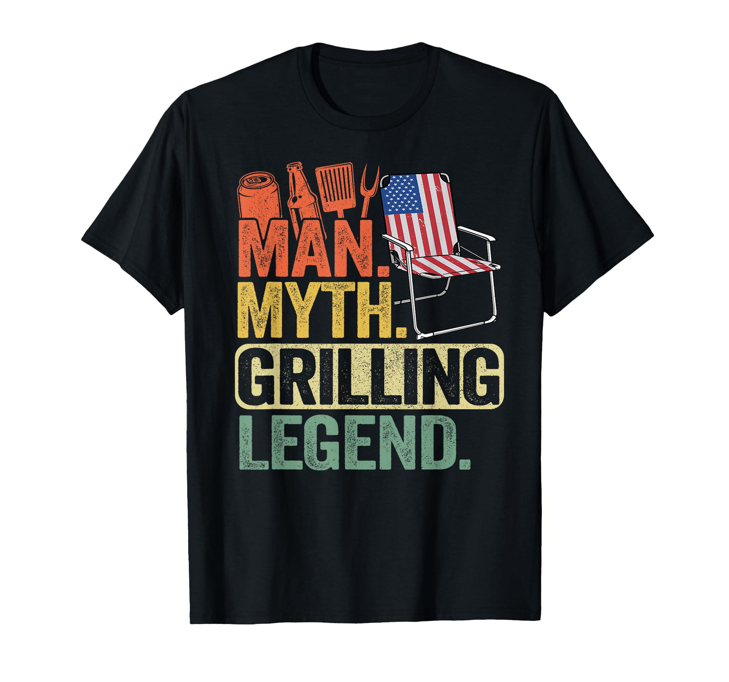Myth Grilling Legend American Flag Dad T-Shirt - Fun Novelty Design Unisex - T-Shirt, Sweatshirt, Hoodie