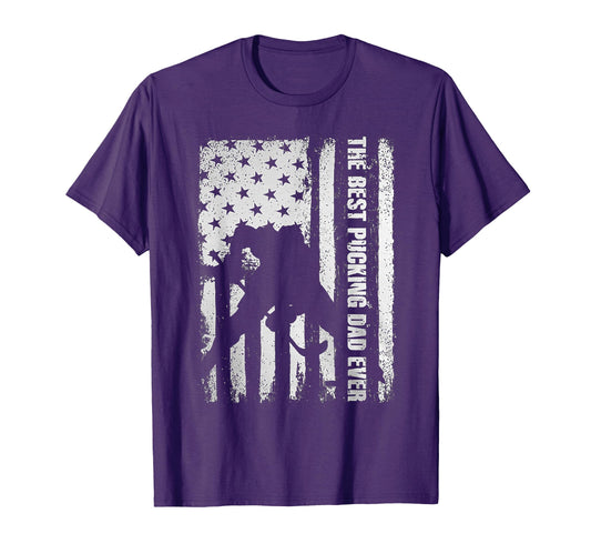 Best Pucking Dad Ever Flag Hockey Gift T-Shirt - Unique Graphic for Adults - T-Shirt, Sweatshirt, Hoodie