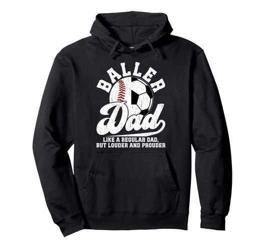 Baller Dad Definition Soccer Baseball Hoodie - Minimalist Print for Adults - T-Shirt, Sweatshirt, Hoodie