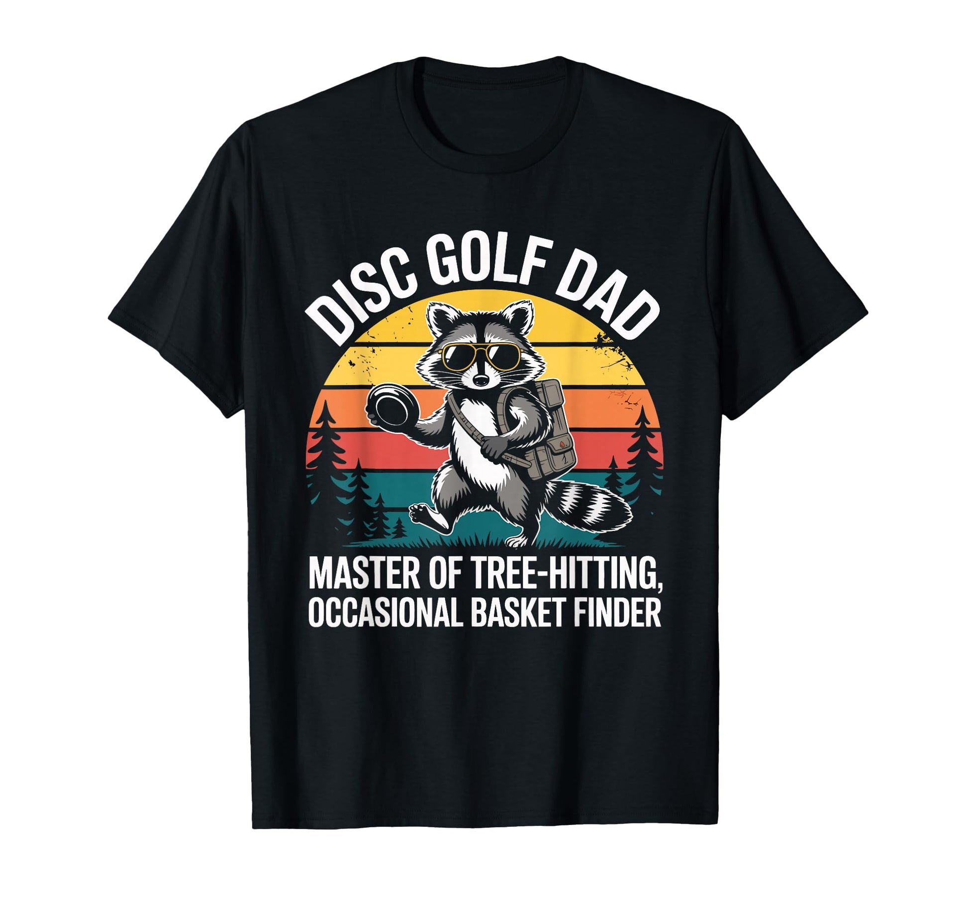 Funny Disc Golf Dad Raccoon Frisbee T-Shirt - Minimalist Print for Adults - T-Shirt, Sweatshirt, Hoodie