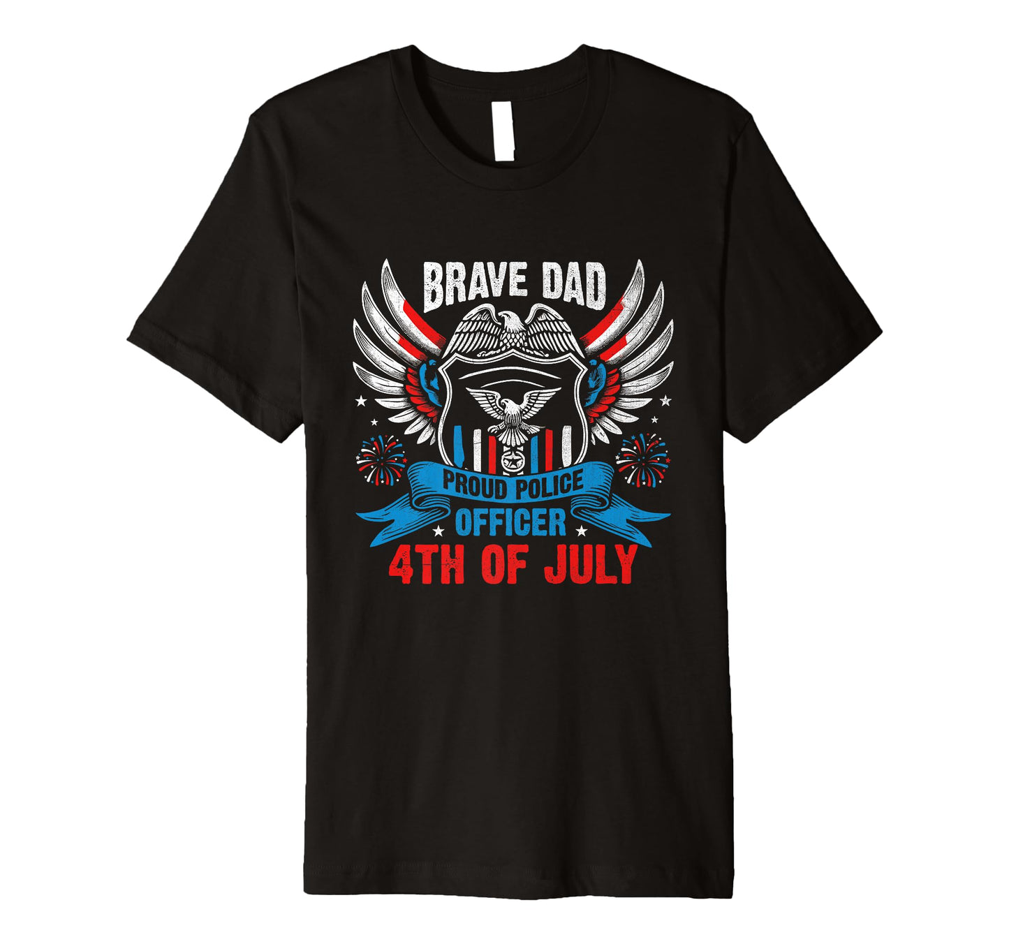 Funny Police Dad 4Th July American Flag T-Shirt - Unique Graphic Unisex - T-Shirt, Sweatshirt, Hoodie
