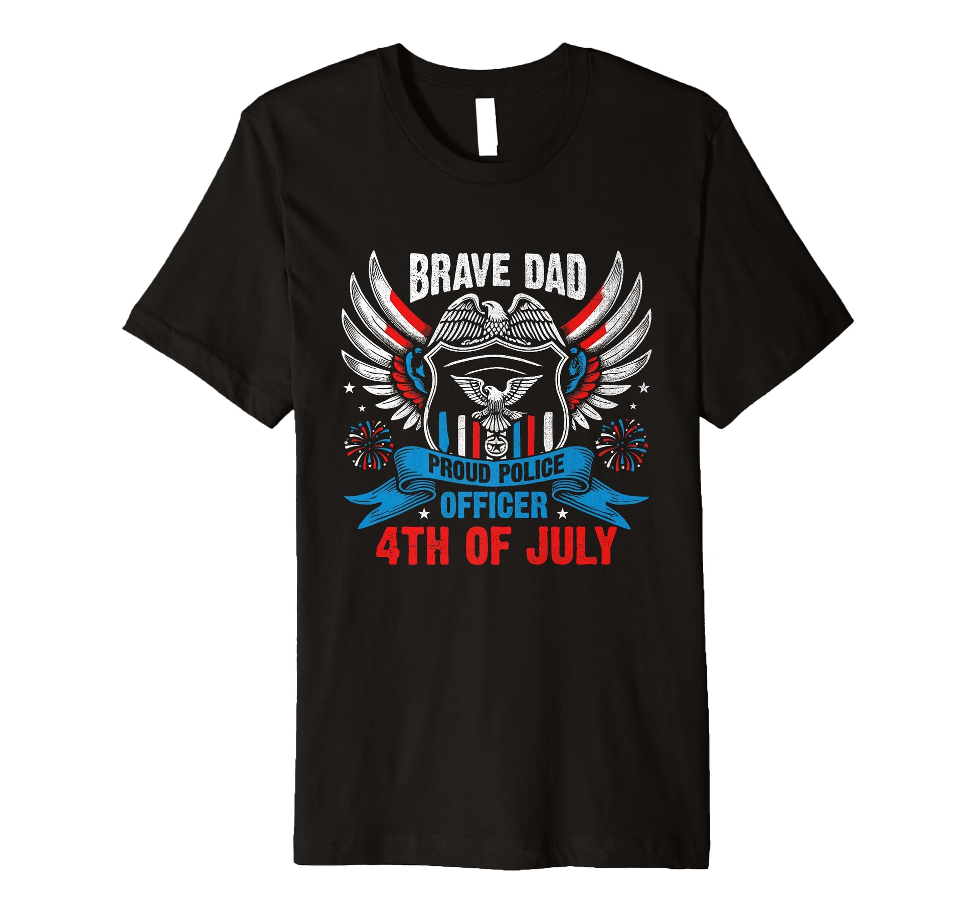 Funny Police Dad 4Th July American Flag T-Shirt - Unique Graphic Unisex - T-Shirt, Sweatshirt, Hoodie