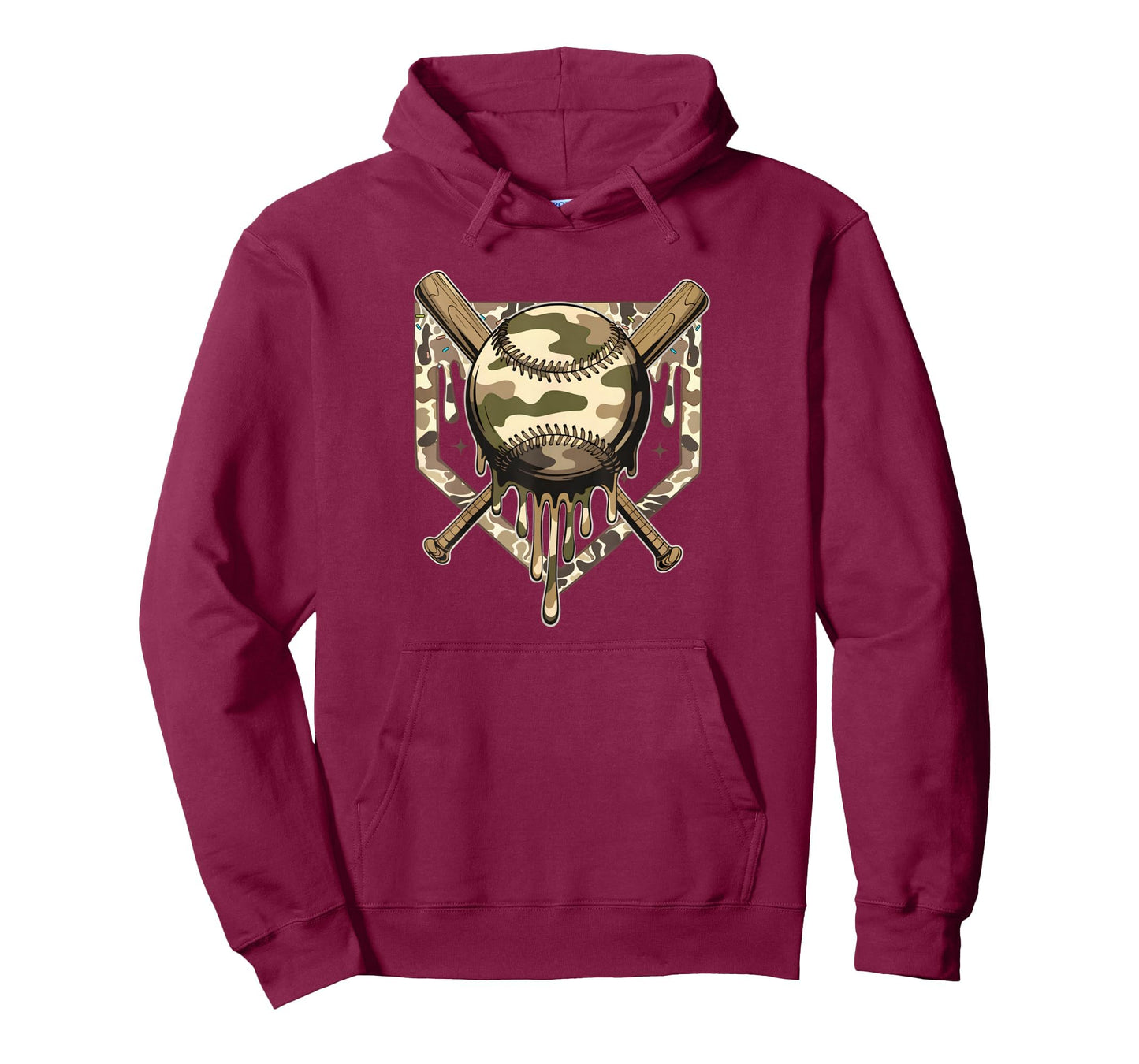 Dripping Baseball Camo Camouflage Hoodie - Casual Everyday Wear for Adults - T-Shirt, Sweatshirt, Hoodie