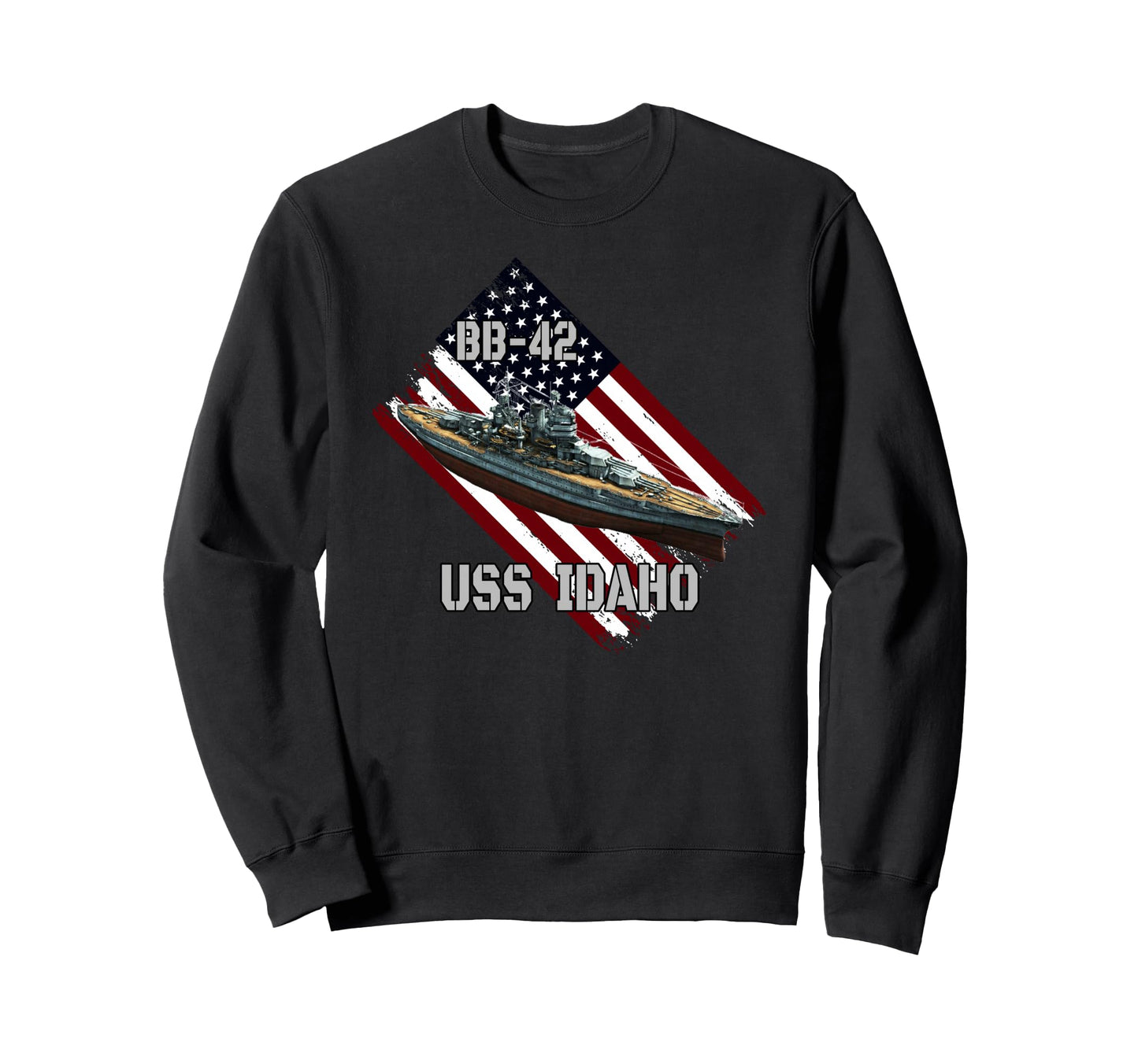 Battleship Uss Idaho Bb 42 Combat Sweatshirt - Unique Graphic Men Women - T-Shirt, Sweatshirt, Hoodie