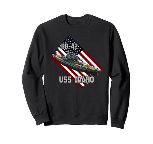 Battleship Uss Idaho Bb 42 Combat Sweatshirt - Unique Graphic Men Women - T-Shirt, Sweatshirt, Hoodie