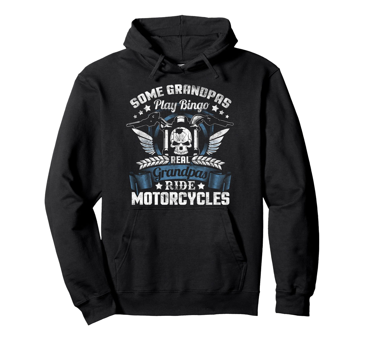 Real Grandpa Biker Fathers Day Skull Hoodie - Novelty Apparel Men Women - T-Shirt, Sweatshirt, Hoodie