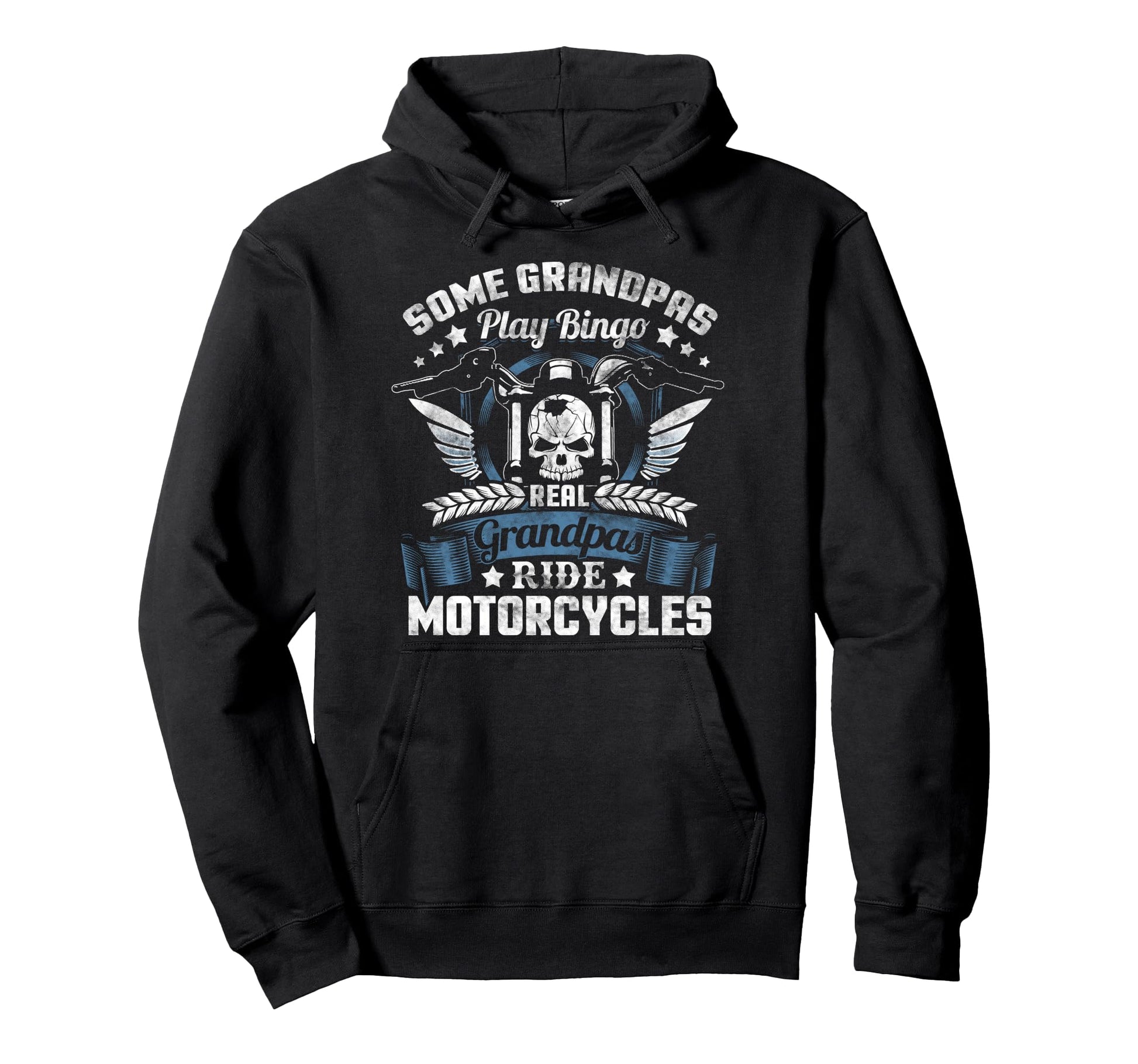 Real Grandpa Biker Fathers Day Skull Hoodie - Novelty Apparel Men Women - T-Shirt, Sweatshirt, Hoodie