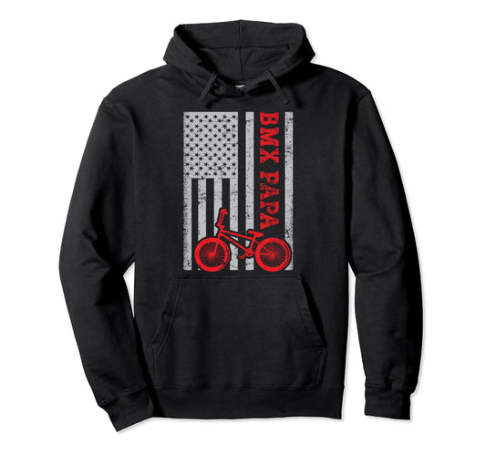 American Flag Bmx Biking Papa Cycling Bmx Hoodie - Trendy Graphic Unisex - T-Shirt, Sweatshirt, Hoodie