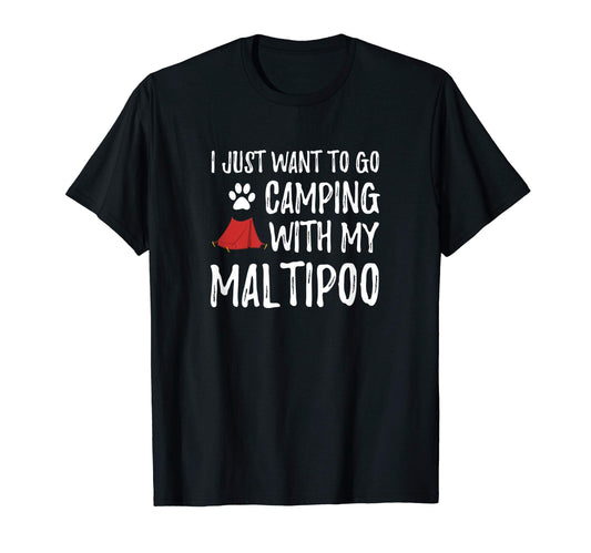 Camping Maltipoo Funny Dog Mom Or Dog T-Shirt - Custom Art Print Unisex - T-Shirt, Sweatshirt, Hoodie