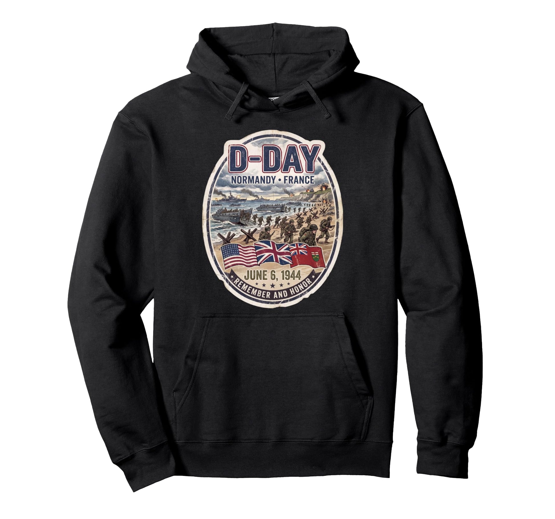 D Day Normandy France Travel Hoodie - Custom Art Print Unisex - T-Shirt, Sweatshirt, Hoodie