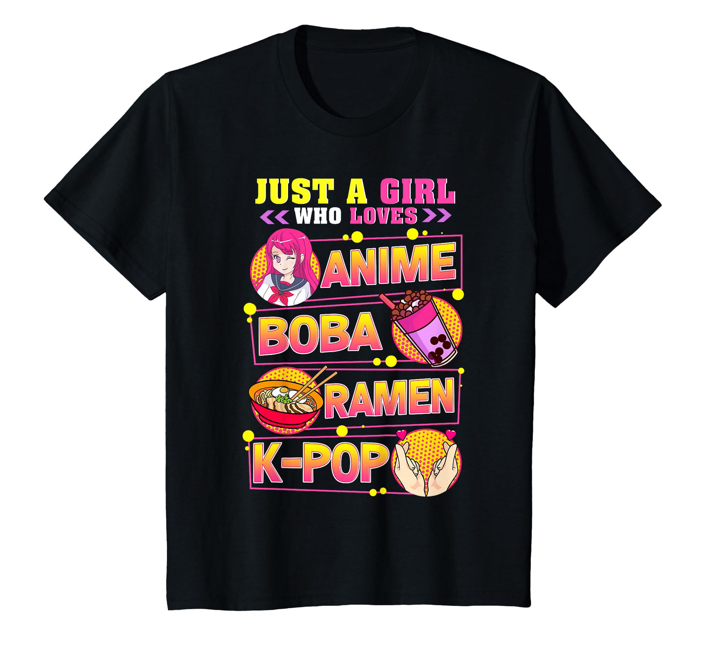 Just Who Loves Anime Boba Ramen K Pop T-Shirt - Aesthetic Graphic Unisex - T-Shirt, Sweatshirt, Hoodie