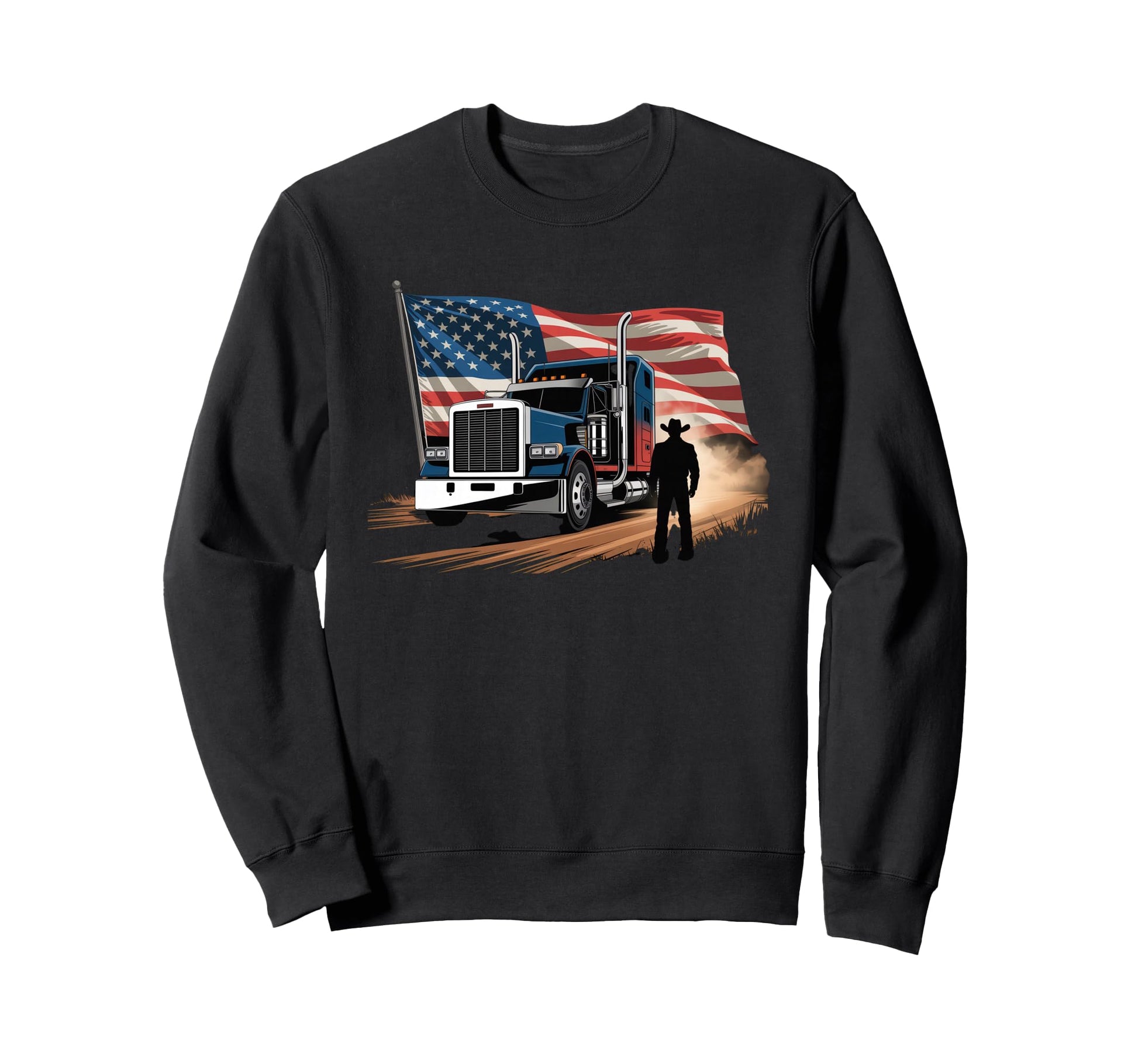 American Flag Trucker Dad Big Sweatshirt - Fun Novelty Design for Adults - T-Shirt, Sweatshirt, Hoodie