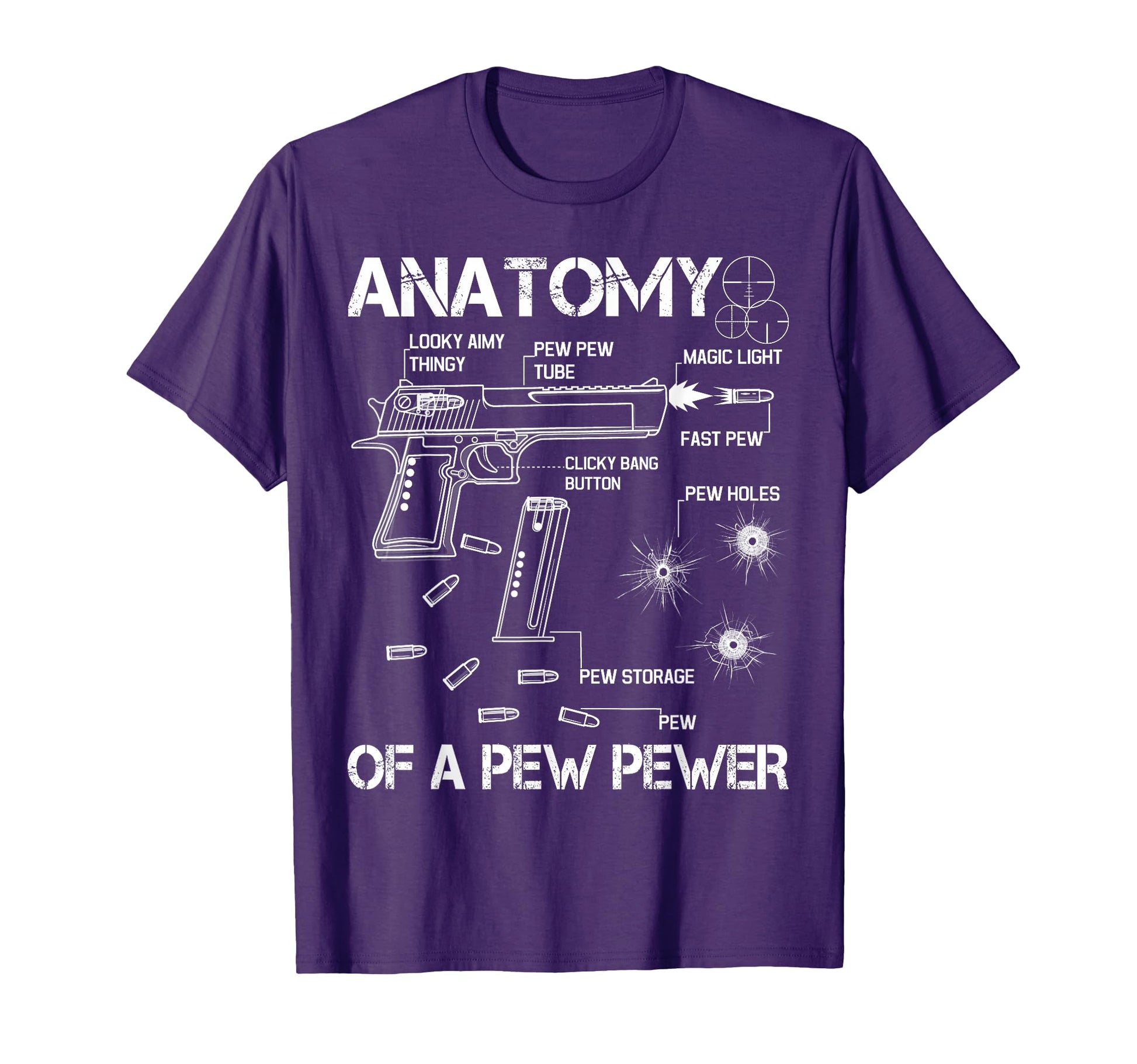 Anatomy Pew Pewer Ammo And Gun Meme T-Shirt - Unique Graphic Men Women - T-Shirt, Sweatshirt, Hoodie