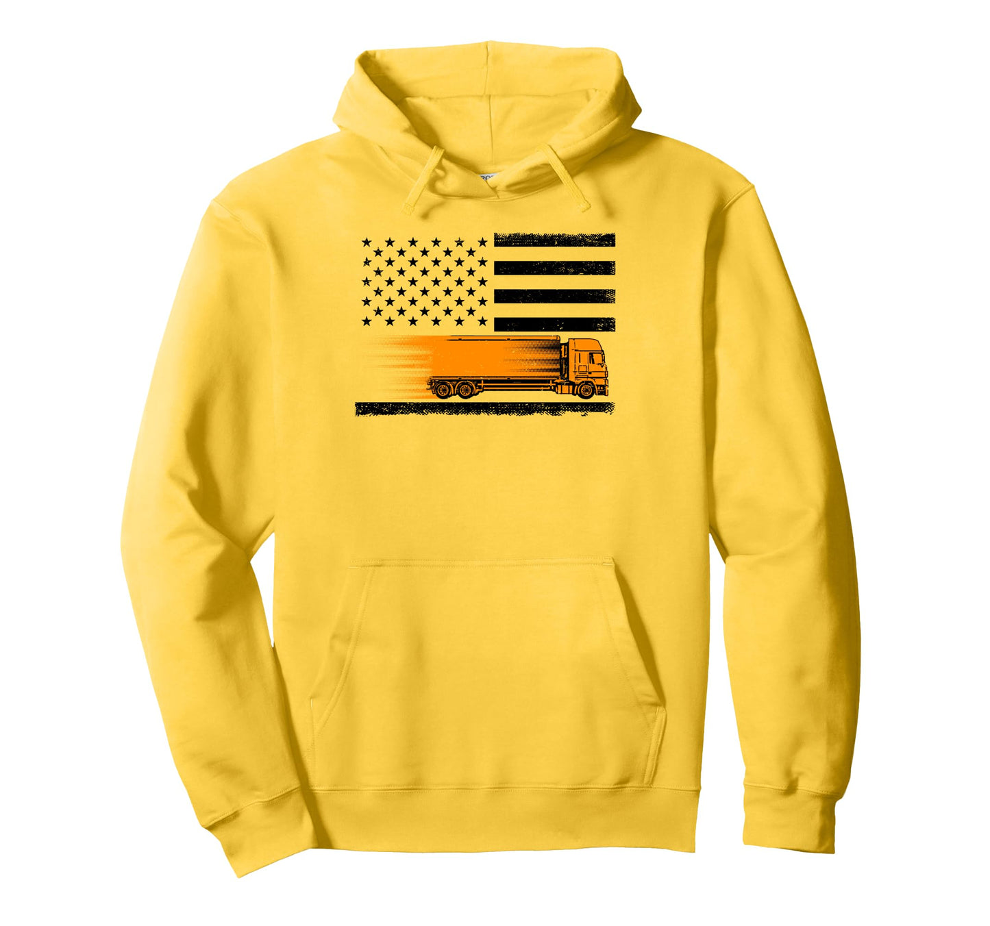 Truck Usa America Flag American Trucker Hoodie - Minimalist Print Unisex - T-Shirt, Sweatshirt, Hoodie