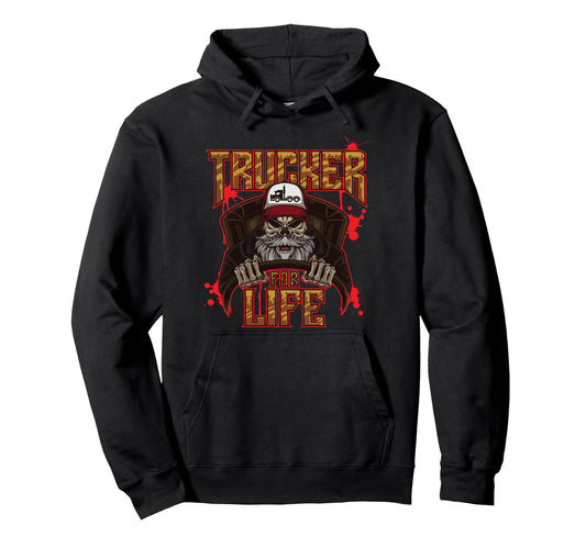 Bearded Skeleton Trucker Life Hoodie - Casual Everyday Wear for Adults - T-Shirt, Sweatshirt, Hoodie