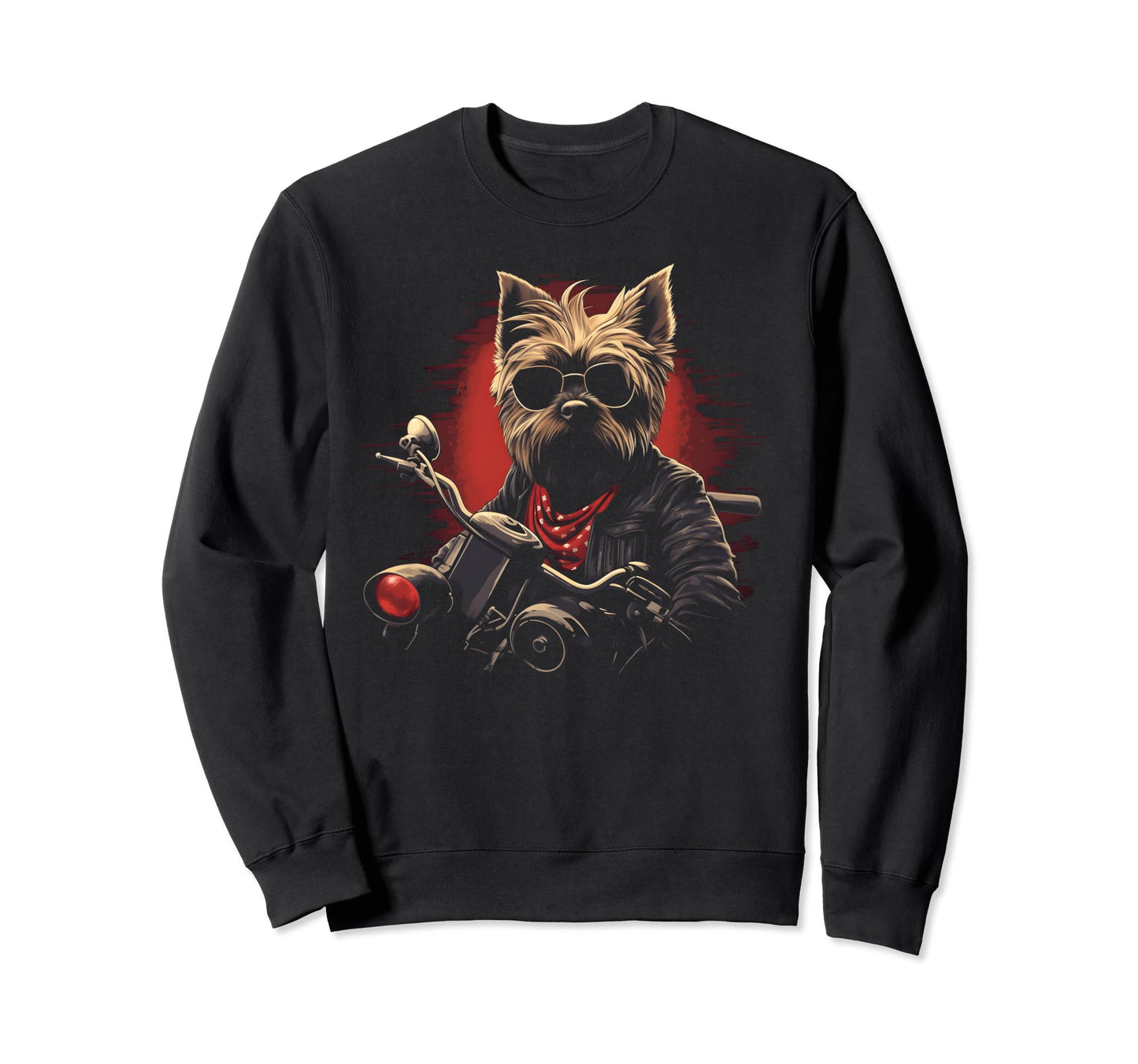 Motorcycle Dad Biker Dog Yorkshire Sweatshirt - Graphic Print Unisex - T-Shirt, Sweatshirt, Hoodie