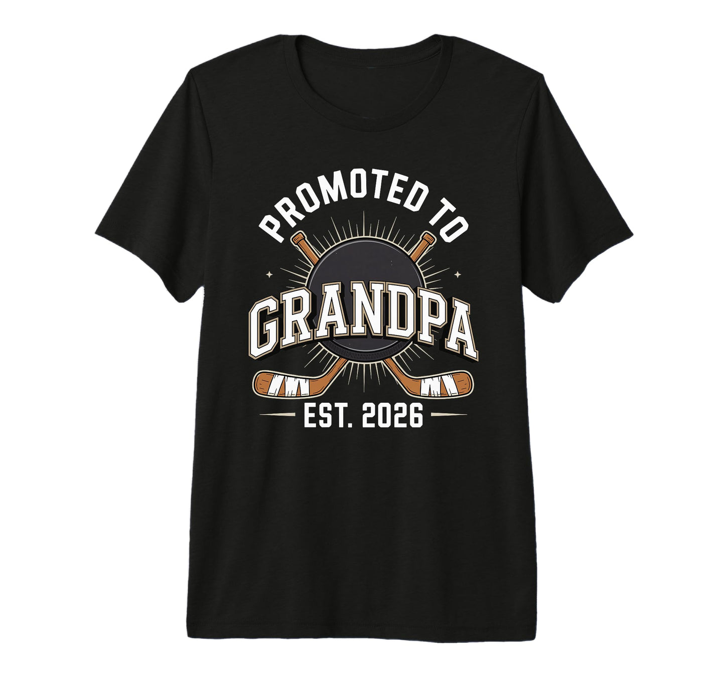 Mens Promoted To Grandpa Est 2026 Hockey T-Shirt - Novelty Apparel Unisex - T-Shirt, Sweatshirt, Hoodie
