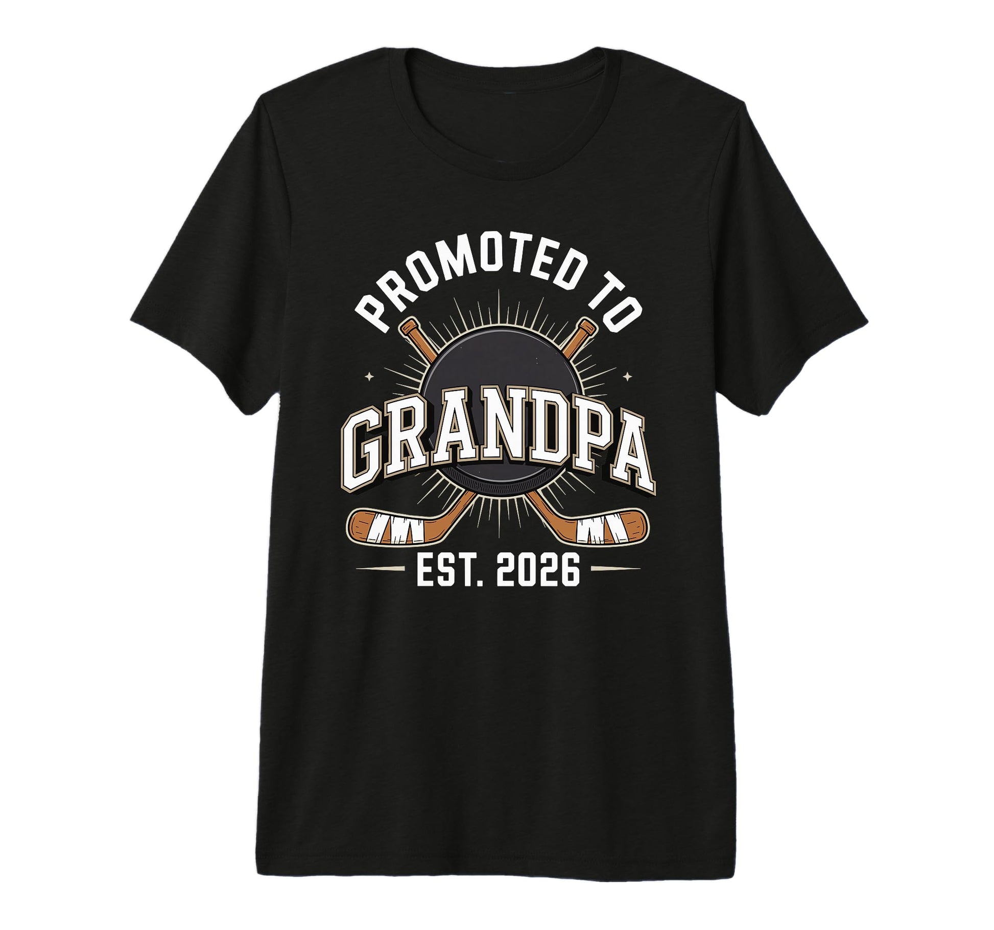 Mens Promoted To Grandpa Est 2026 Hockey T-Shirt - Novelty Apparel Unisex - T-Shirt, Sweatshirt, Hoodie