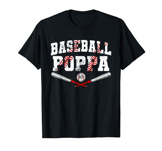 Baseball Poppa Baseball Lover Fathers Day T-Shirt - Graphic Print Men Women - T-Shirt, Sweatshirt, Hoodie