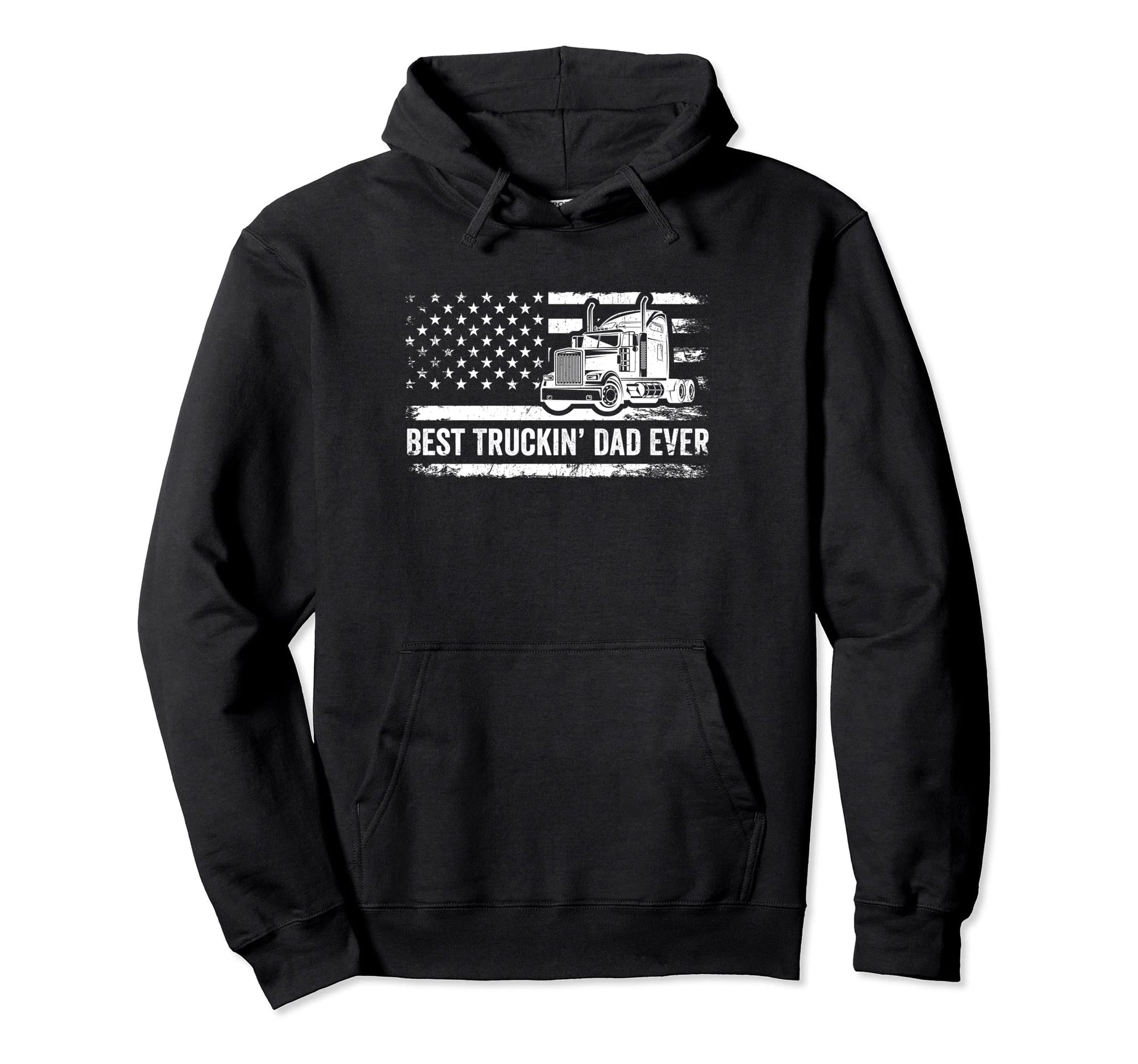 Usa American Flag Truck Best Truckin Dad Hoodie - Unique Graphic Unisex - T-Shirt, Sweatshirt, Hoodie