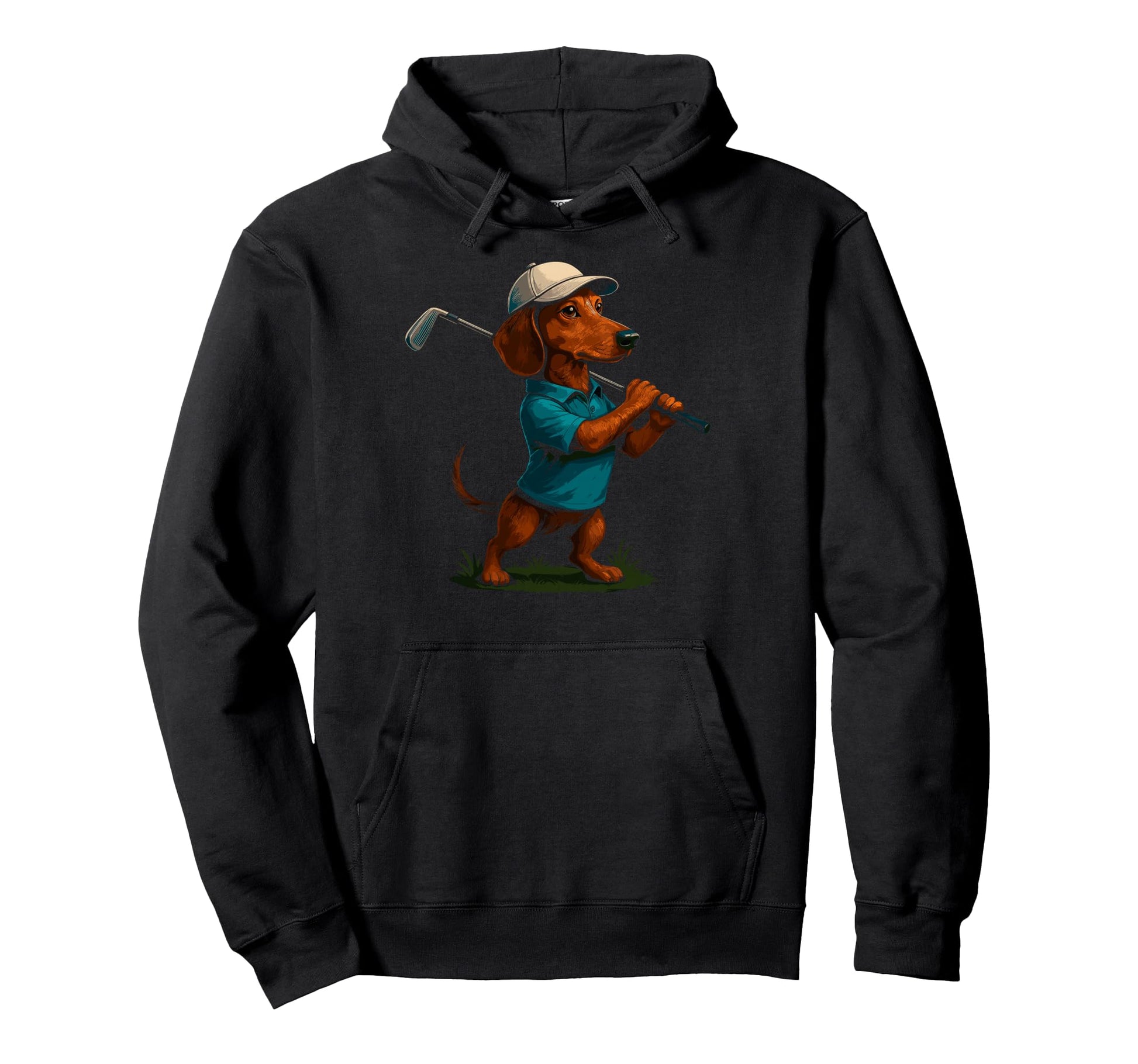 Funny Dachshund Dog Golf Player Hoodie - Aesthetic Graphic Men Women - T-Shirt, Sweatshirt, Hoodie