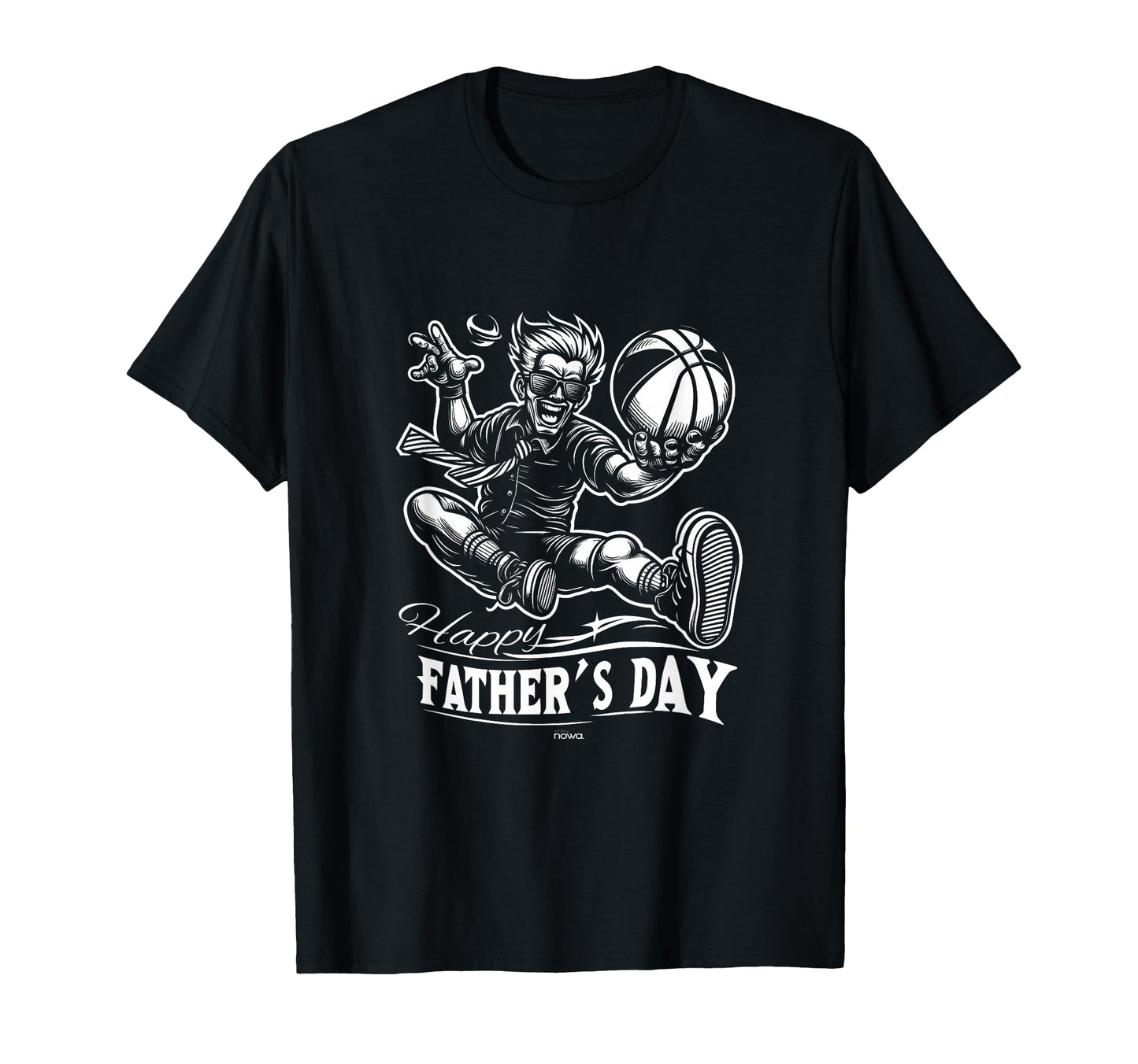 Mens Basketball Dad Shades And Tie T-Shirt - Custom Art Print for Adults - T-Shirt, Sweatshirt, Hoodie
