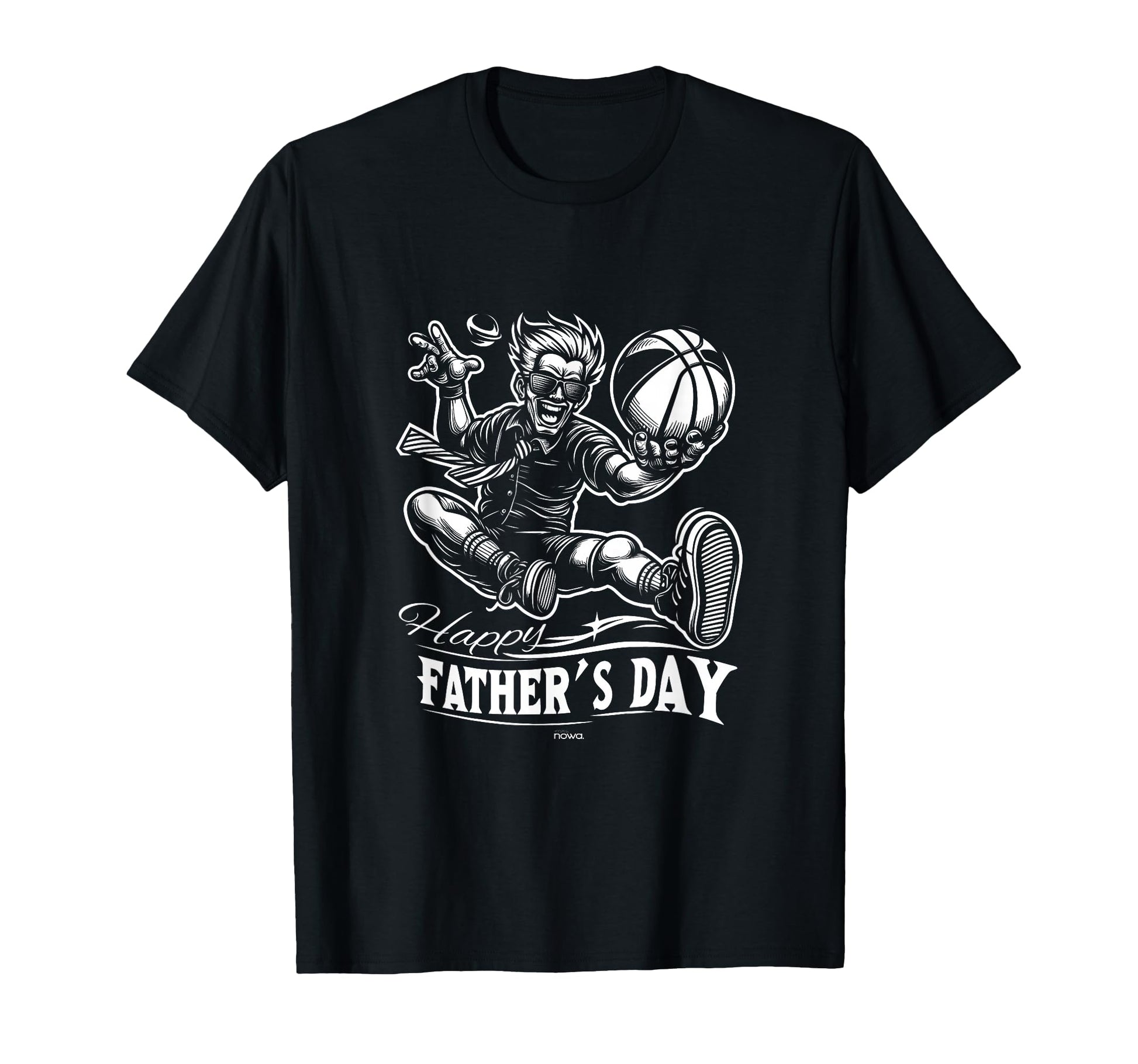 Mens Basketball Dad Shades And Tie T-Shirt - Custom Art Print for Adults - T-Shirt, Sweatshirt, Hoodie