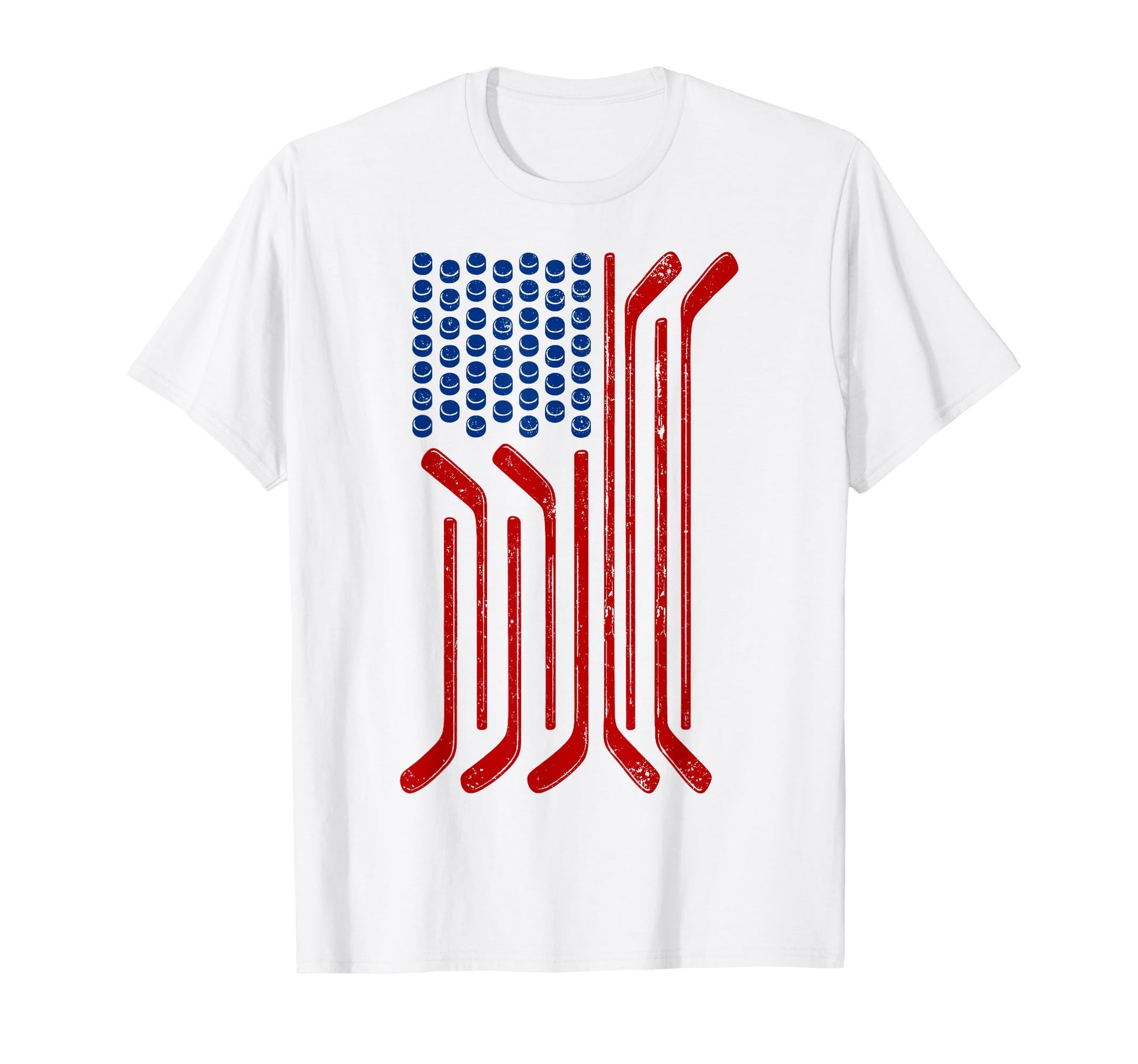 Usa Flag American Ice Hockey Patriotic T-Shirt - Minimalist Print Unisex - T-Shirt, Sweatshirt, Hoodie