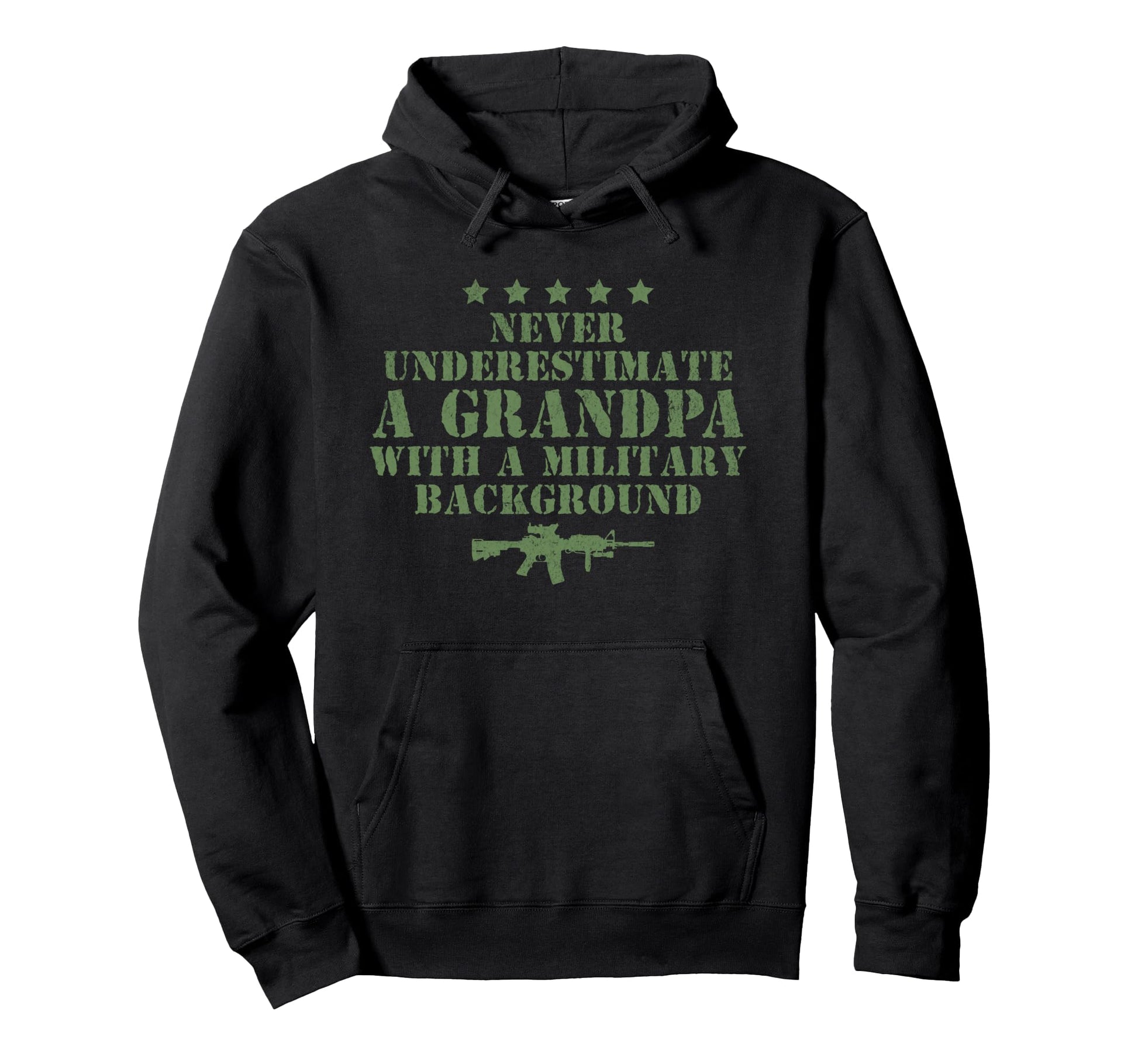 Never Underestimate Grandpa Military Hoodie - Unique Graphic for Adults - T-Shirt, Sweatshirt, Hoodie