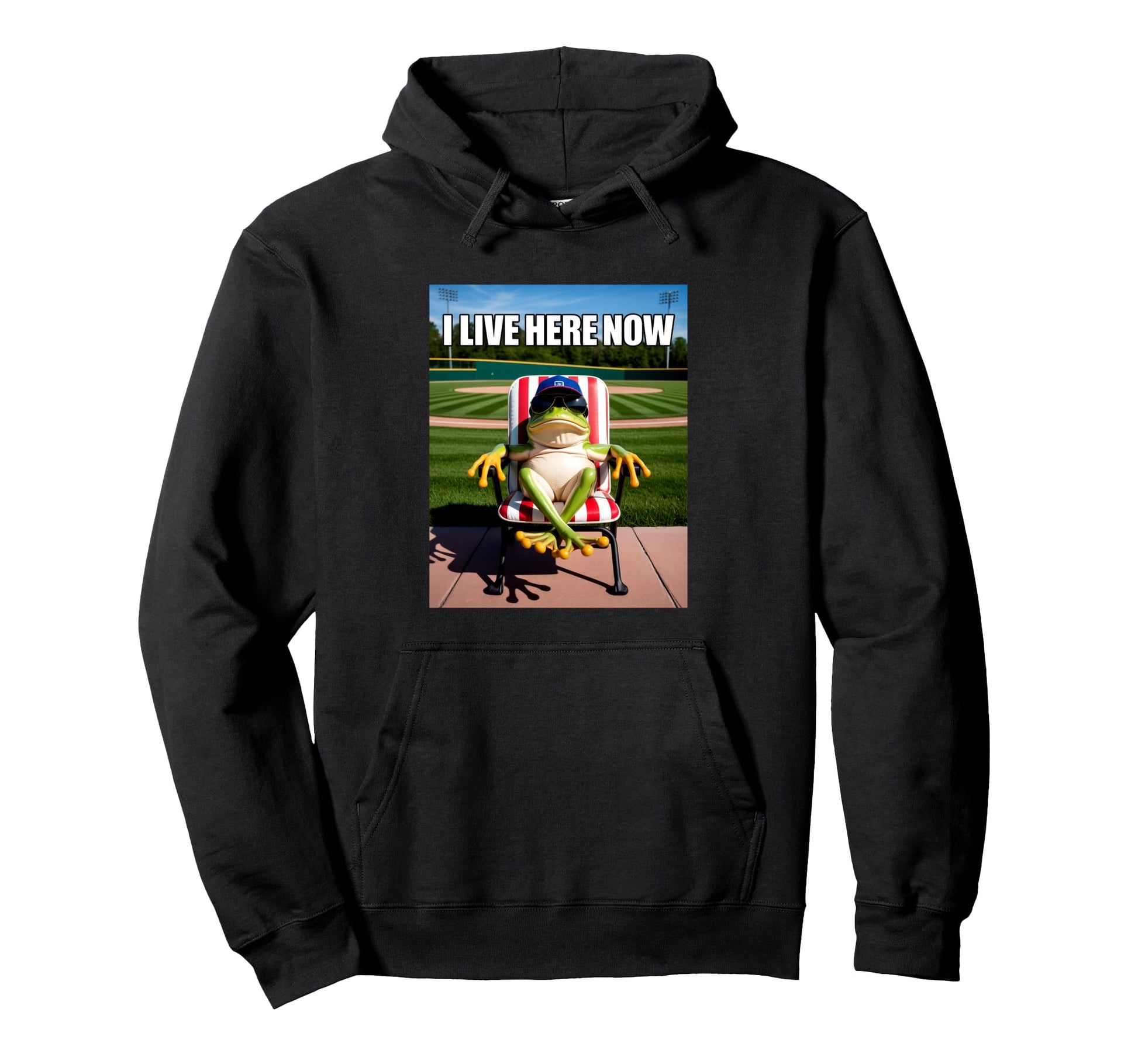 Frog Baseball Mom Dad I Live Here Now Ball Hoodie - Trendy Graphic Unisex - T-Shirt, Sweatshirt, Hoodie