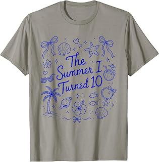 The Summer I Turned 10 Tropical Beach Birthday T-Shirt Unisex T-shirt, Sweatshirt, Hoodie, Long Sleeve Tee - T-Shirt, Sweatshirt, Hoodie