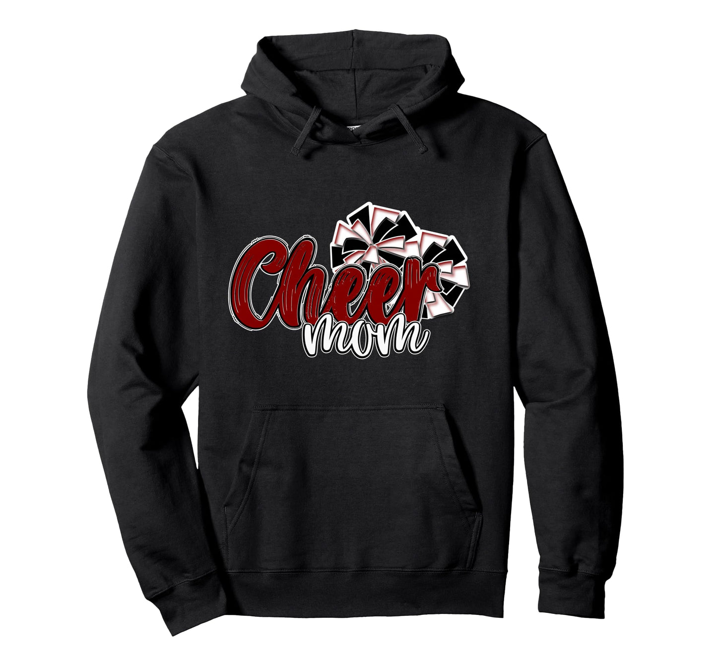 Womens Cheer Mom Pom Poms Maroon Mascot Hoodie - Unique Graphic for Adults - T-Shirt, Sweatshirt, Hoodie