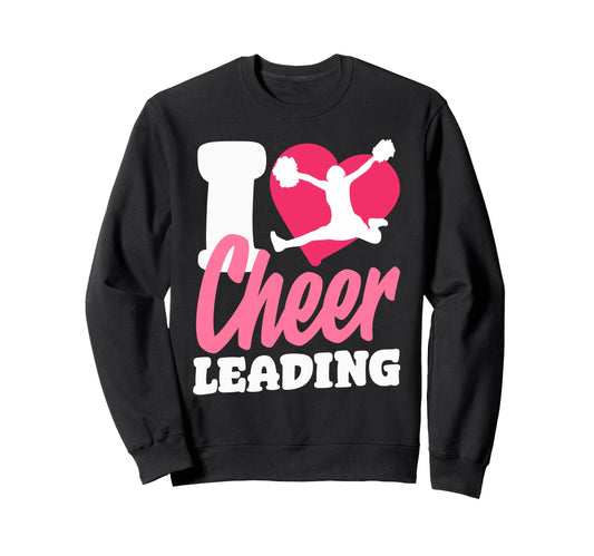 Cheer Cheerleading Heart I Love Sweatshirt - Trendy Graphic Unisex - T-Shirt, Sweatshirt, Hoodie