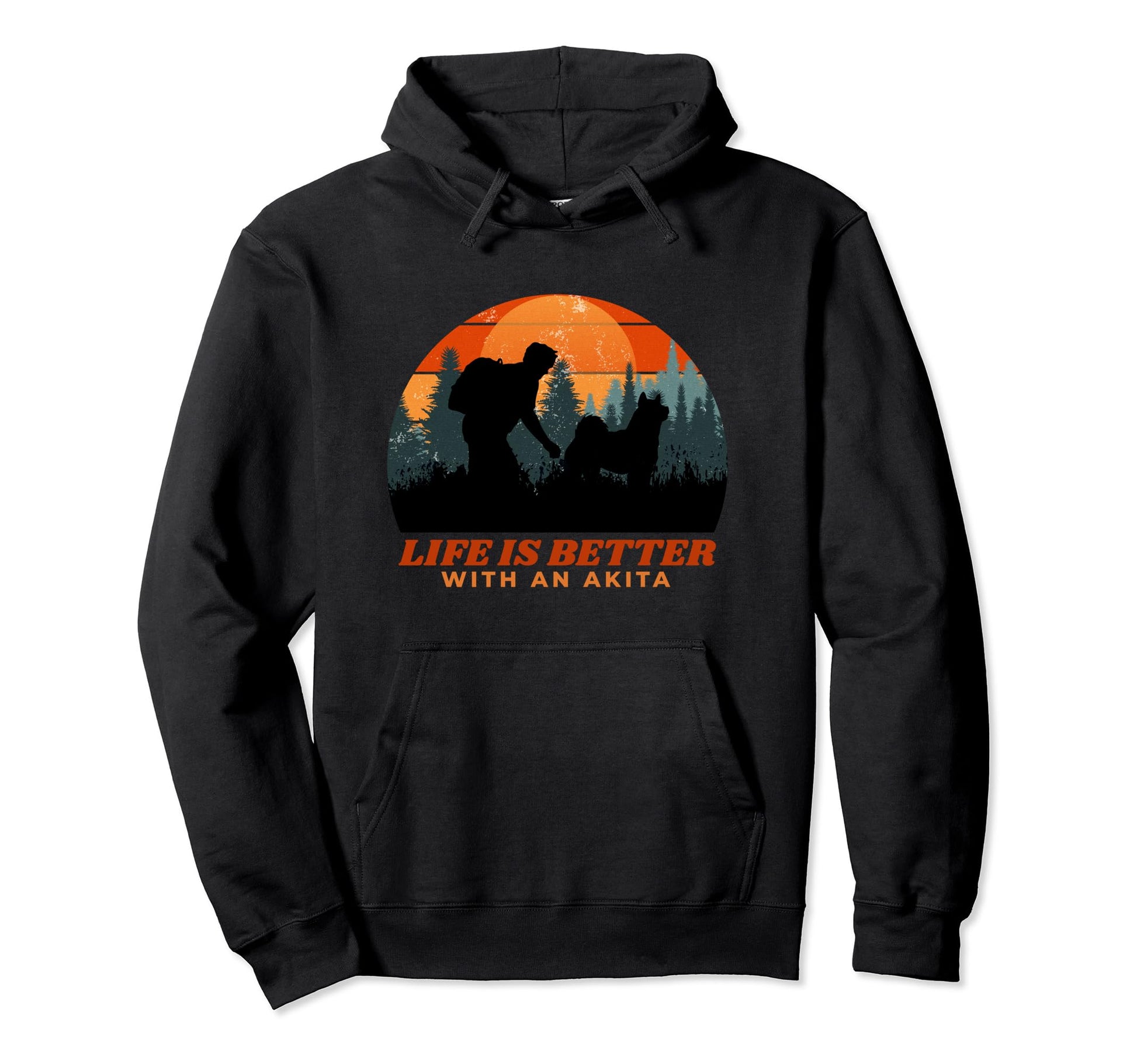 Life Is Better Akita Distressed Hoodie - Minimalist Print for Adults - T-Shirt, Sweatshirt, Hoodie