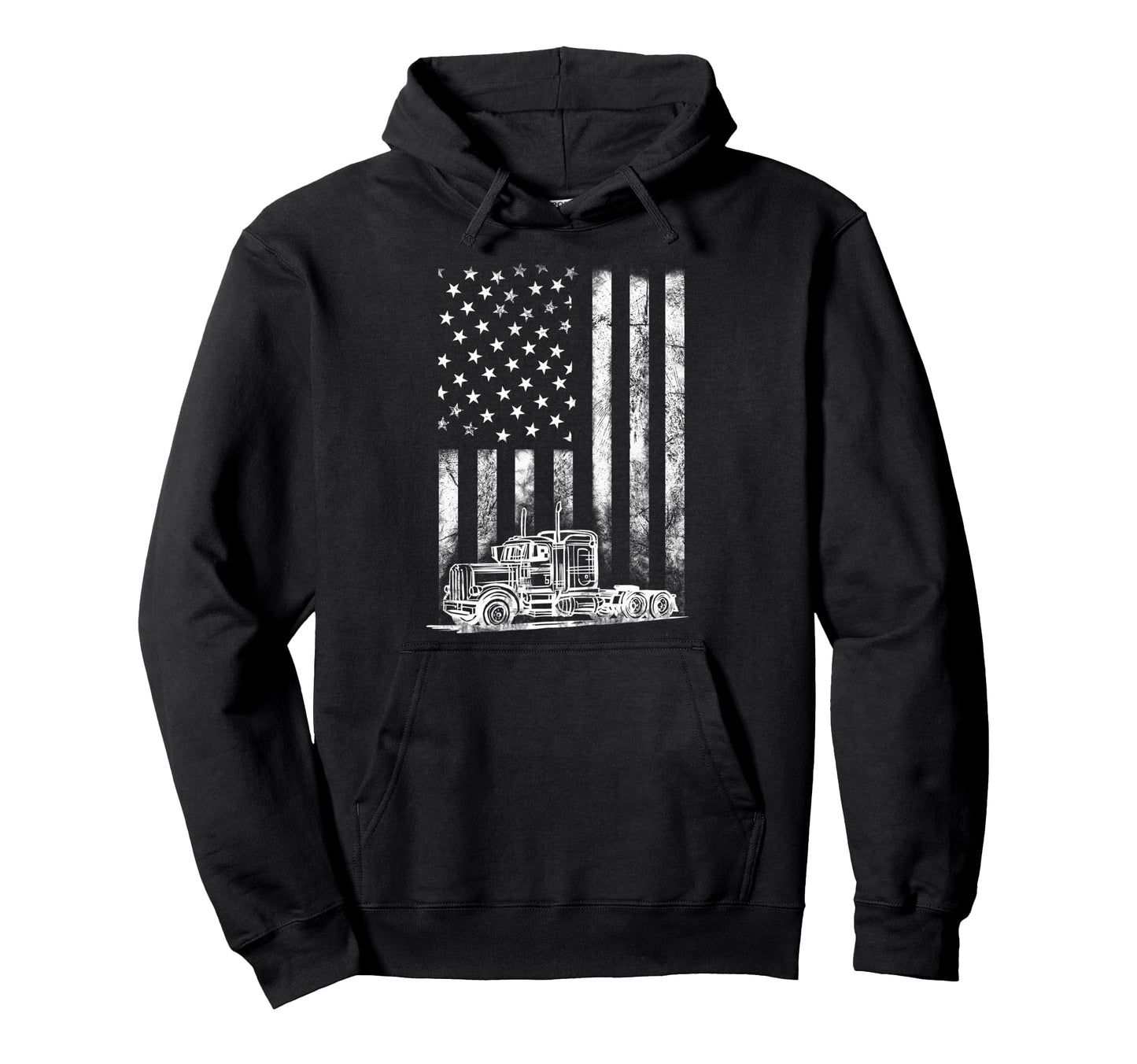 Truck Driver American Flag Trucker Hoodie - Streetwear Style for Adults - T-Shirt, Sweatshirt, Hoodie
