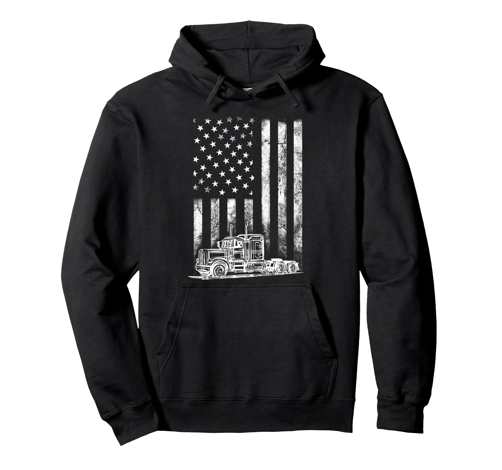 Truck Driver American Flag Trucker Hoodie - Streetwear Style for Adults - T-Shirt, Sweatshirt, Hoodie