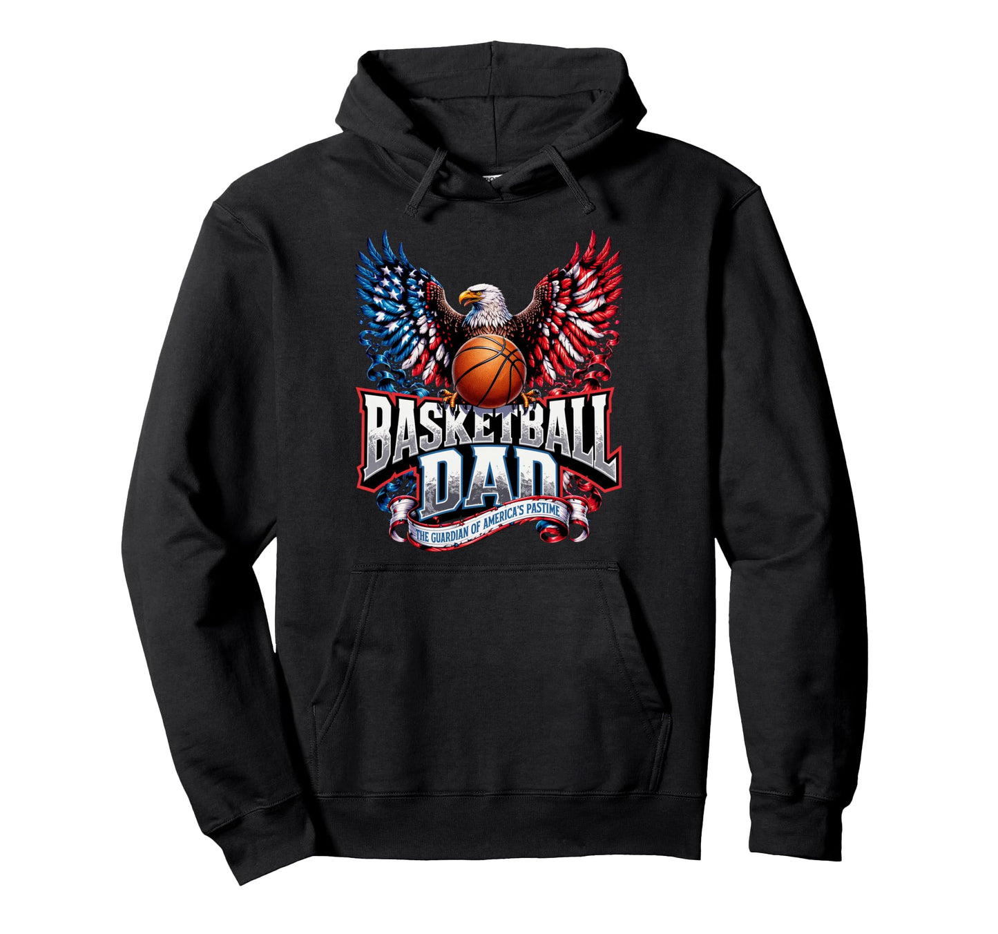 Basketball Dad American Flag Hoodie - Casual Everyday Wear for Adults - T-Shirt, Sweatshirt, Hoodie