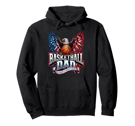 Basketball Dad American Flag Hoodie - Casual Everyday Wear for Adults - T-Shirt, Sweatshirt, Hoodie