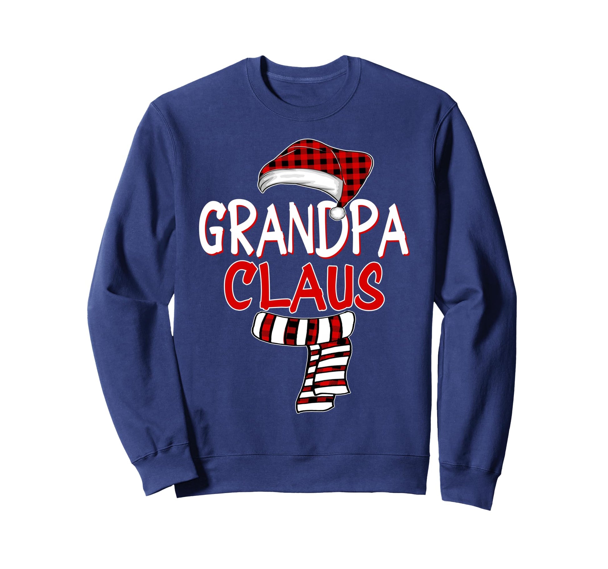 Grandpa Santa Claus Red Plaid Sweatshirt - Casual Everyday Wear Men Women - T-Shirt, Sweatshirt, Hoodie