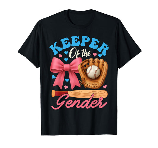 Baseball Or Bows Keeper Gender Reveal T-Shirt - Trendy Graphic Men Women - T-Shirt, Sweatshirt, Hoodie