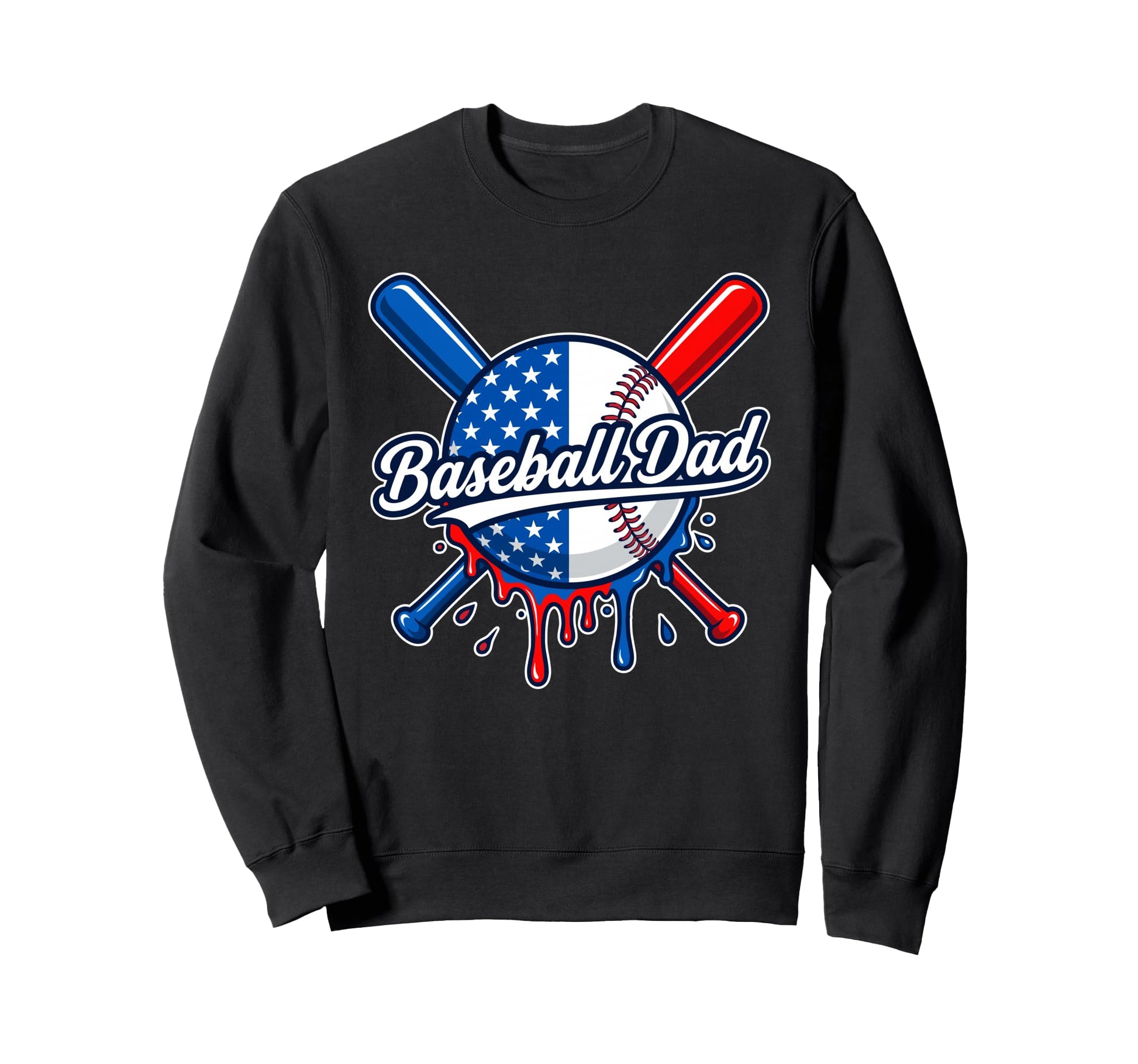 Patriotic Baseball Dad Usa Flag Sweatshirt - Minimalist Print for Adults - T-Shirt, Sweatshirt, Hoodie