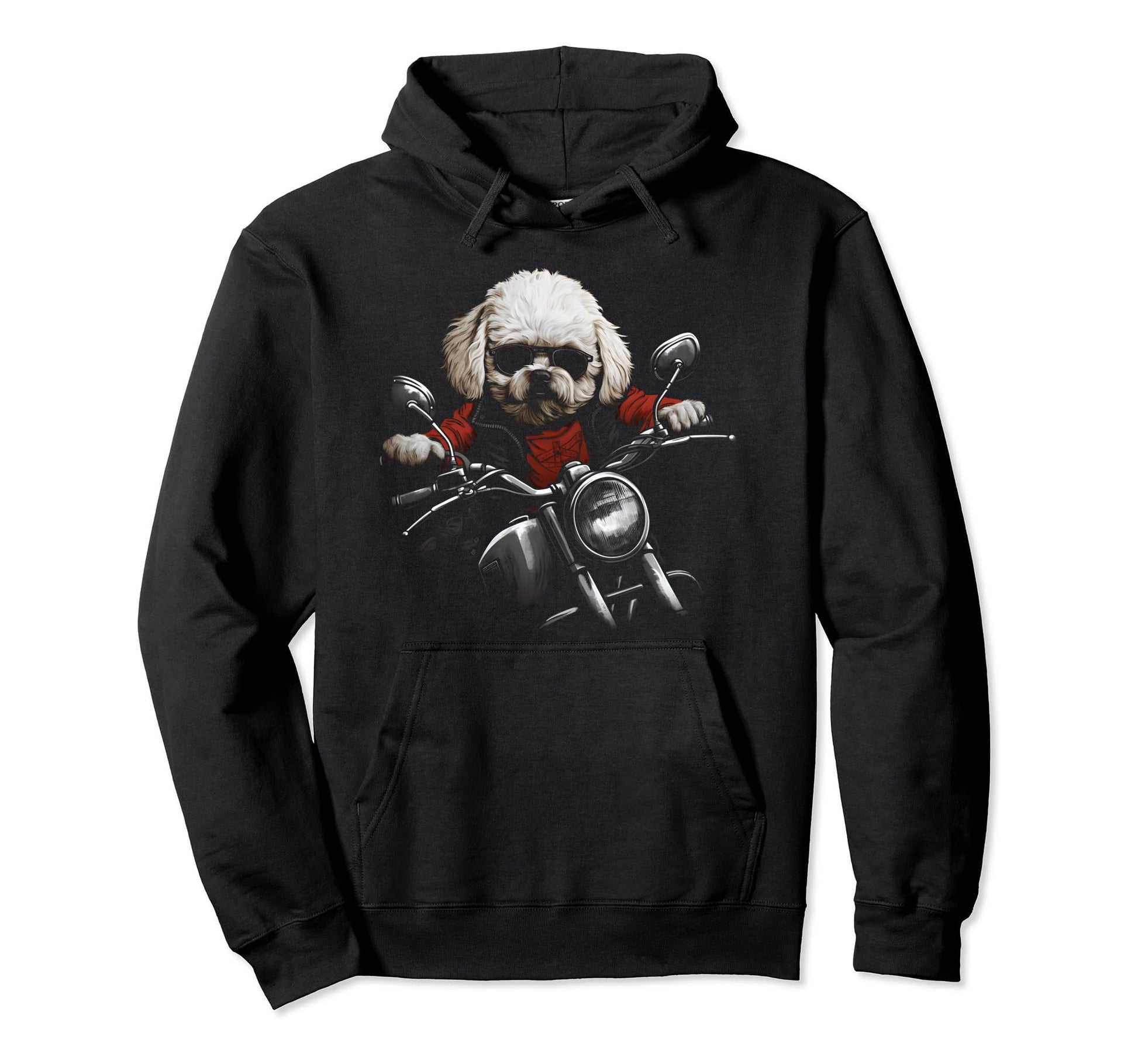 Motorcycle Dad Biker Dog Funny Bichon Hoodie - Graphic Print Men Women - T-Shirt, Sweatshirt, Hoodie
