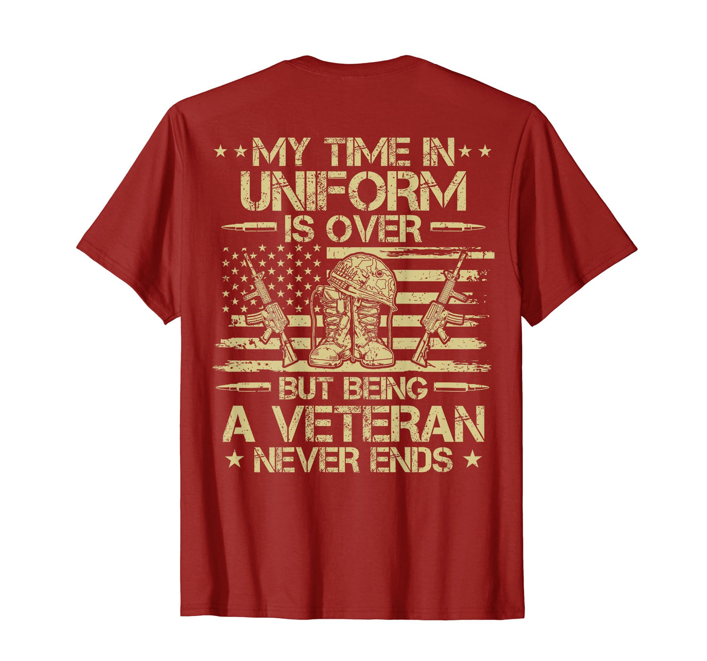 My Time Uniform Veteran Us Flag Dad Husband T-Shirt - Graphic Print Unisex - T-Shirt, Sweatshirt, Hoodie