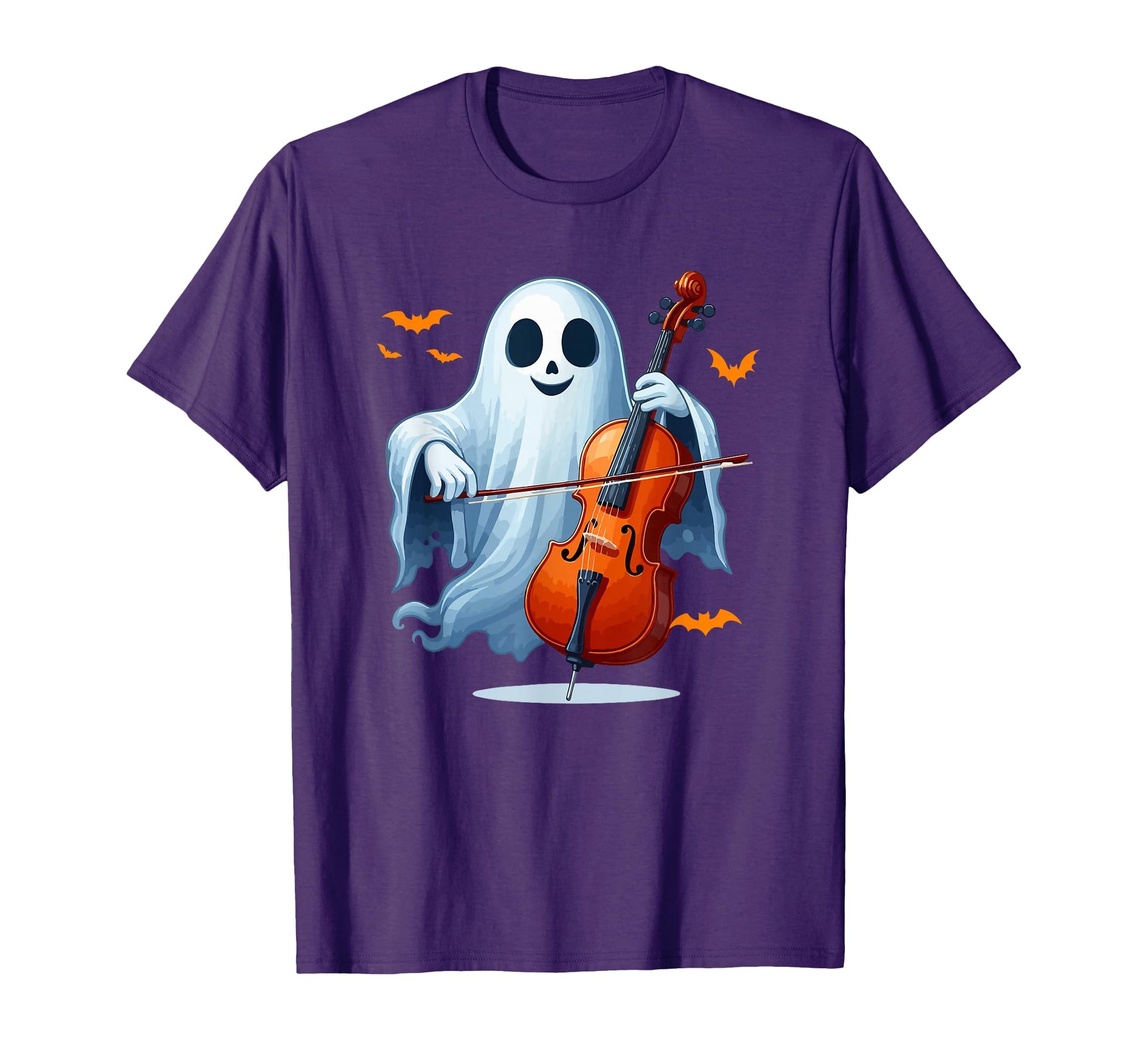 Boo Ghost Playing Cello Halloween Musical T-Shirt - Unique Graphic Unisex - T-Shirt, Sweatshirt, Hoodie