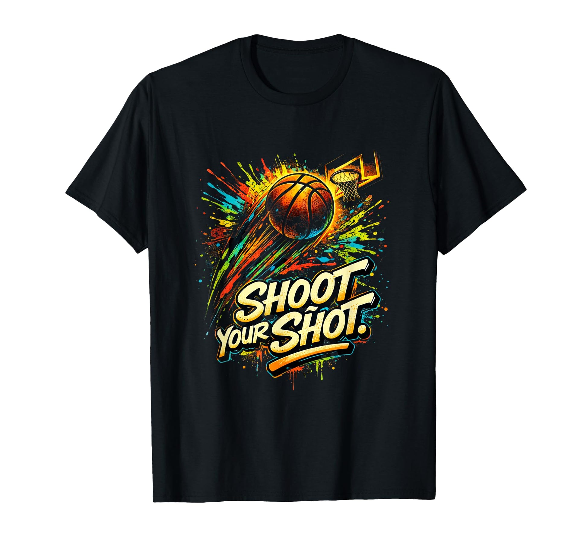 Shoot Your Shot Watercolor Basketball T-Shirt - Custom Art Print Unisex - T-Shirt, Sweatshirt, Hoodie