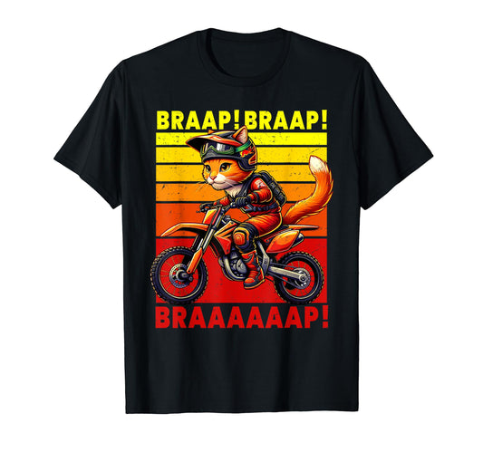 Cat Dad Motocross Dirt Bike Braaap Enduro T-Shirt - Graphic Print Men Women - T-Shirt, Sweatshirt, Hoodie