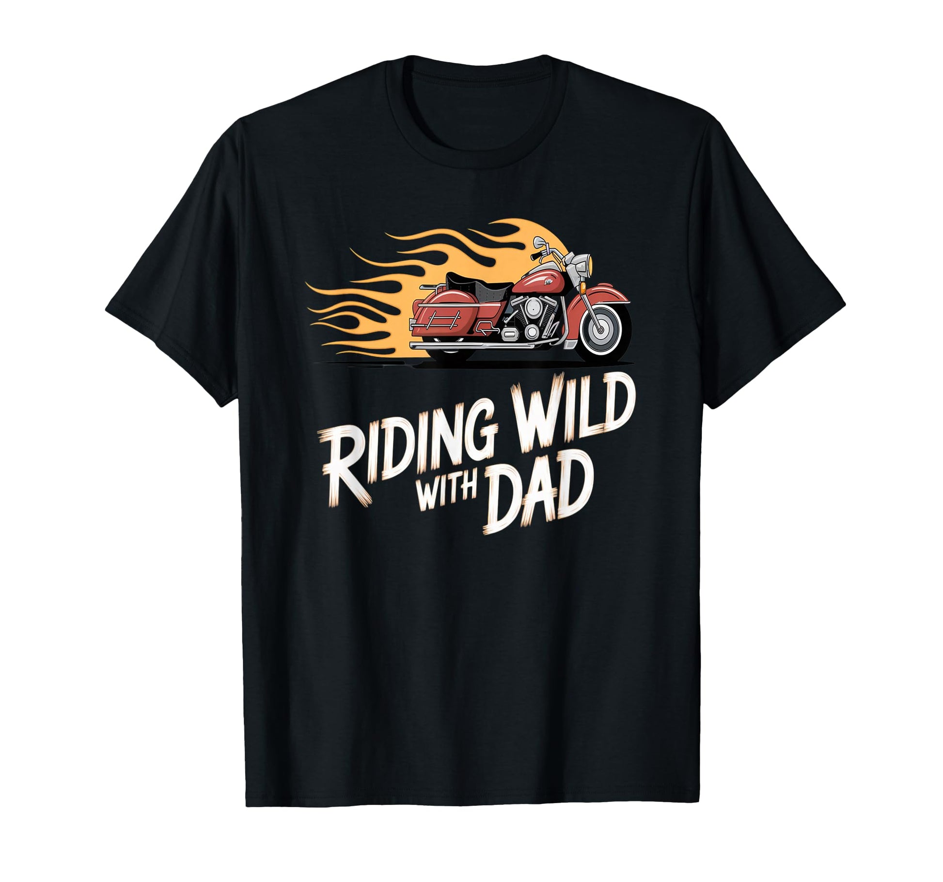 Riding Wild Dad Funny Motorcycle Flames T-Shirt - Aesthetic Graphic Unisex - T-Shirt, Sweatshirt, Hoodie