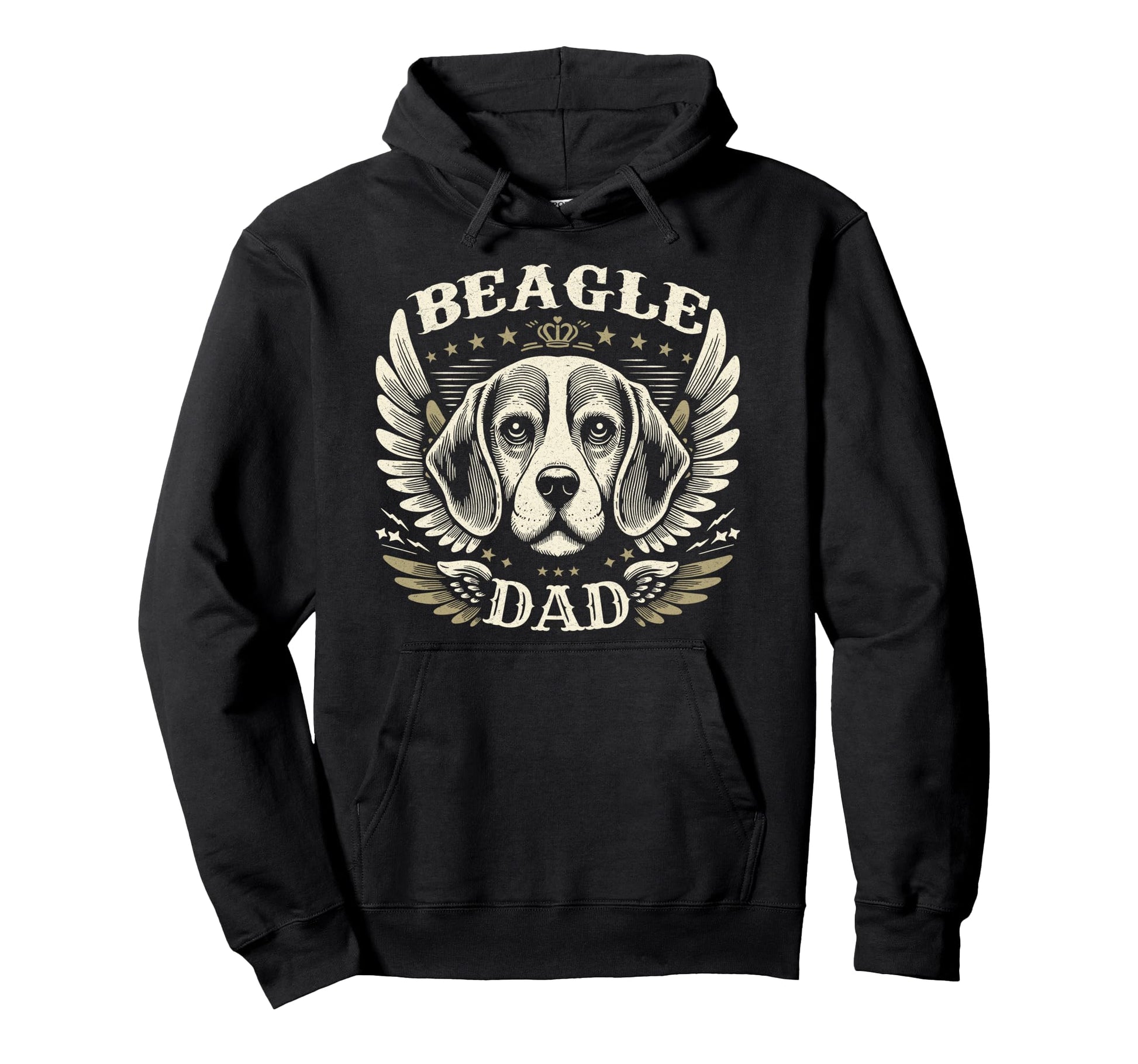 Beagle Dad Biker Wings Motorcycle Lover Hoodie - Fun Novelty Design Unisex - T-Shirt, Sweatshirt, Hoodie
