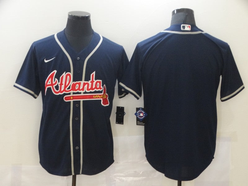 Men's Atlanta Braves Navy Replica Blank Jersey baseball jersey product view 1